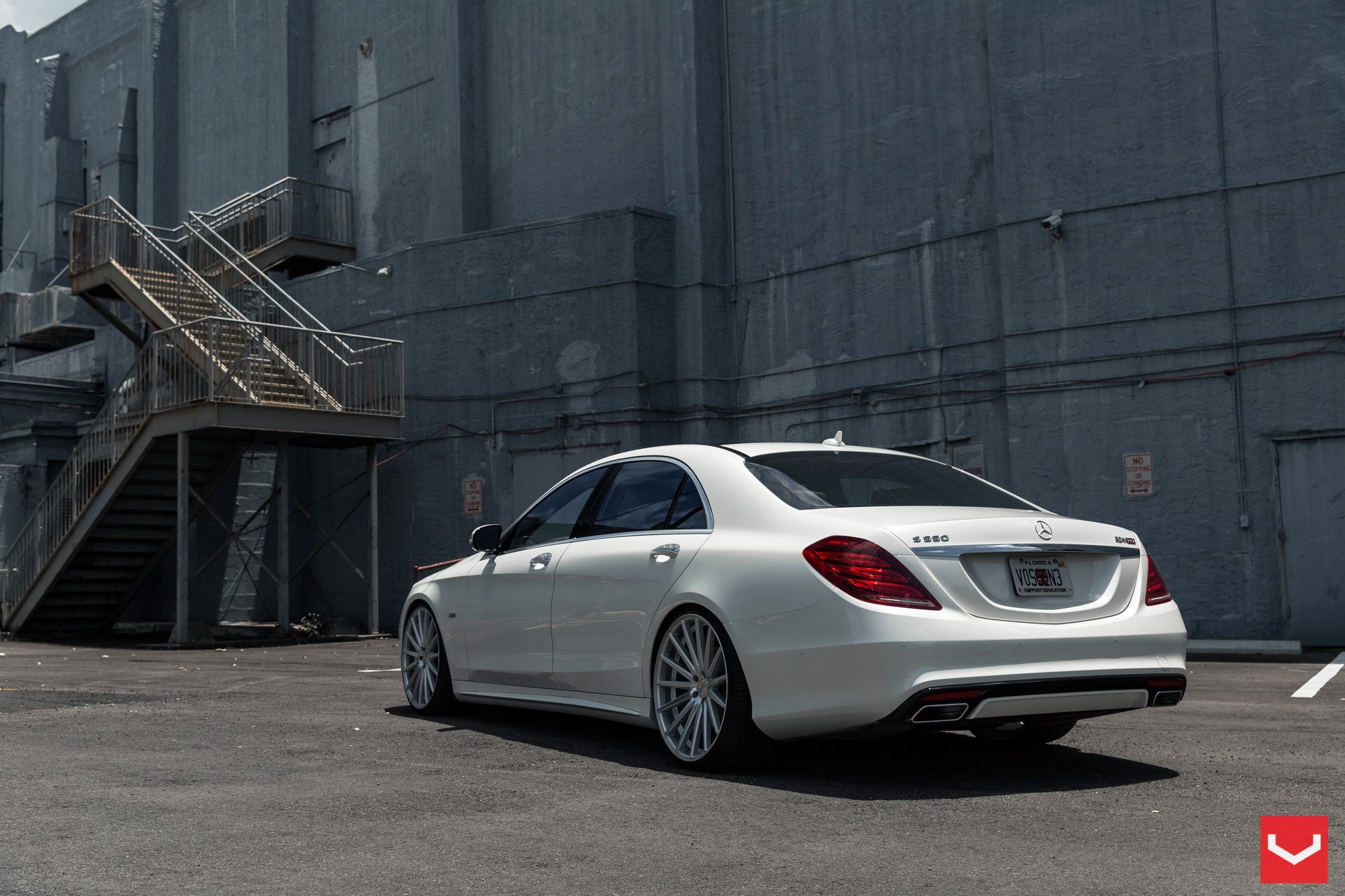 1080P, white, s550, tuning, wheels, mercedes, vossen, HD Wallpaper