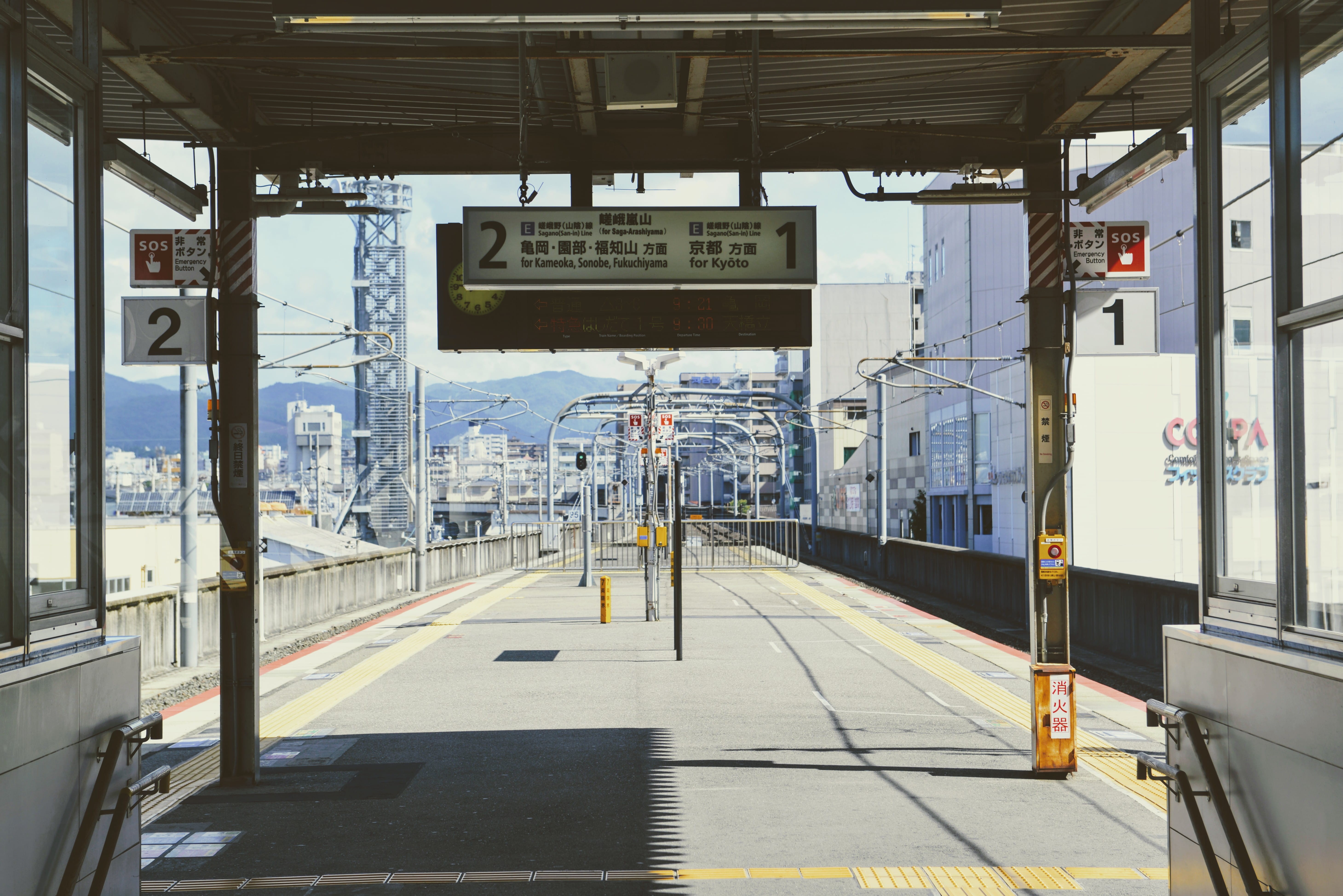 public transportation, train track, traffic light, path, rail, rail transportation, mode of transportation, lol, kyoto, sunlight, daytime, railroad station platform, HD Wallpaper