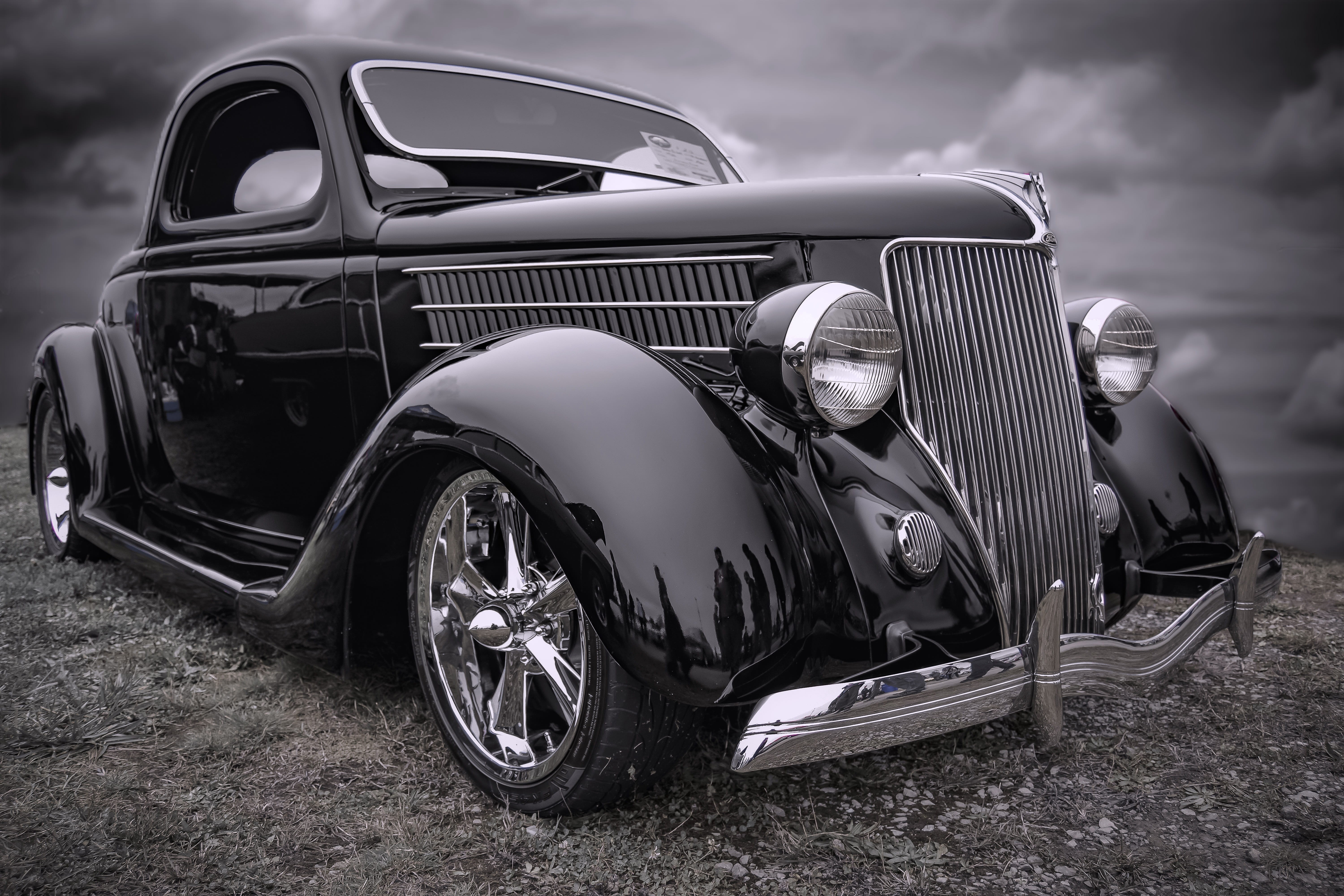 day, nostalgia, auto, stationary, antique, field, cloud - sky, nostalgic, retro, metal, transportation, ford, land, classic, land vehicle, motor vehicle, HD Wallpaper