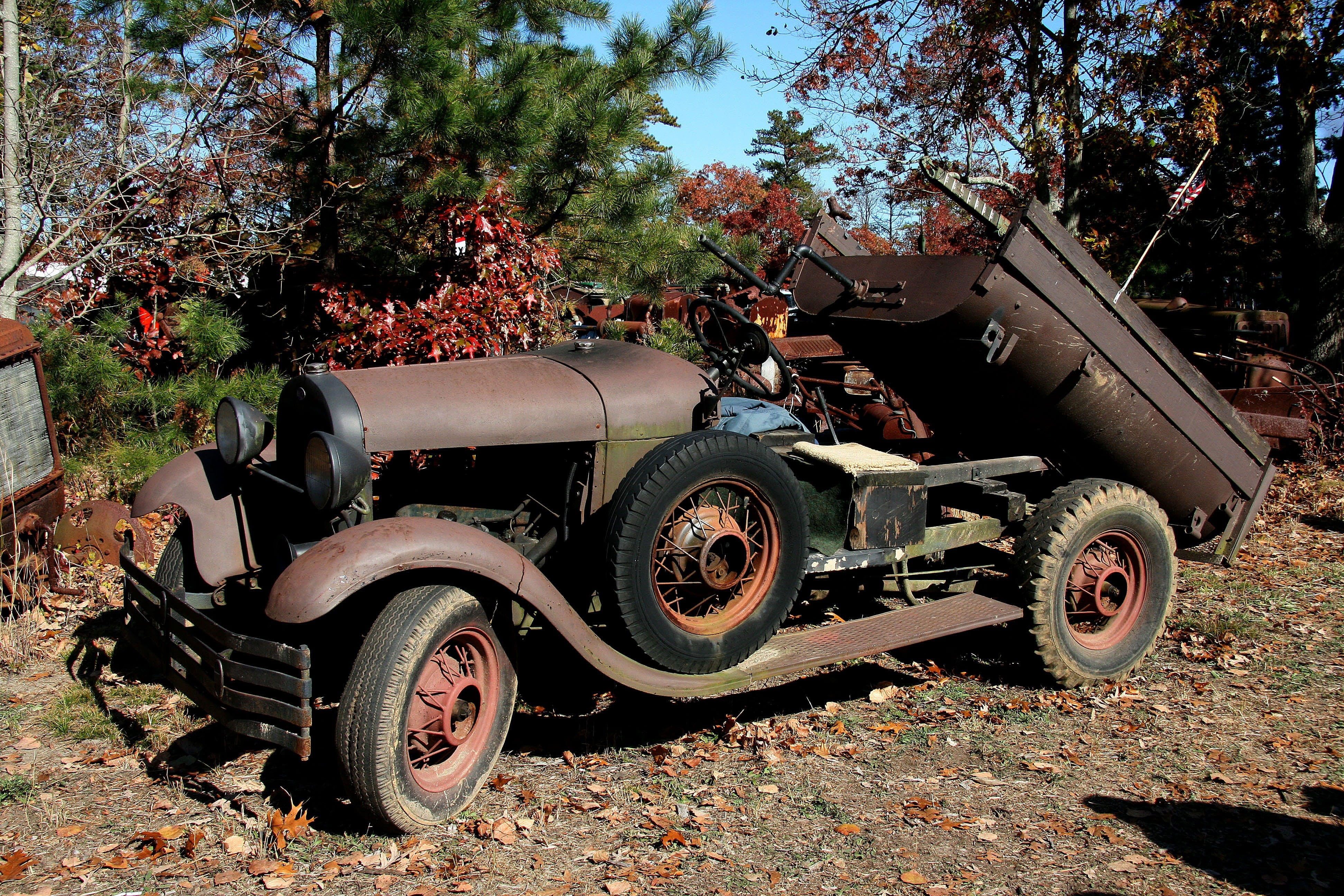 old car, antique, stationary, field, damaged, abandoned, sunlight, vintage, rusted, truck, plant, military, auto, classic, land, automotive, no people, HD Wallpaper