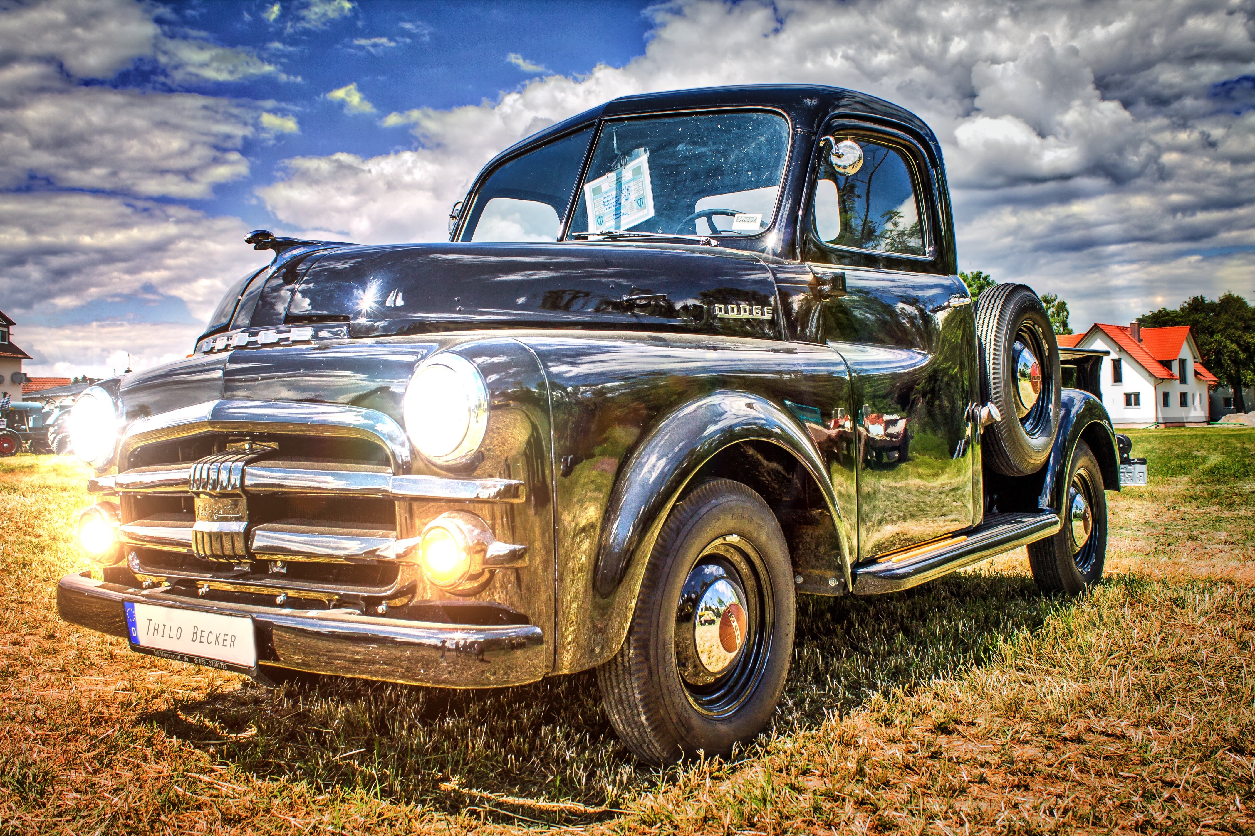 blue, automotive, traffic, nostalgia, vehicle, retro styled, land vehicle, 4K, classic, daytime, auto, stationary, field, retro, abandoned, cloud - sky, HD Wallpaper