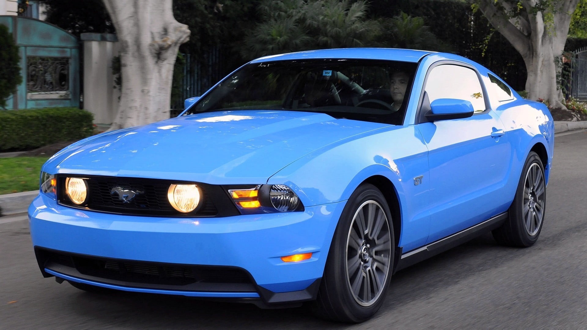 blue, daytime, stationary, car, sports car, Ford Mustang, outdoors, blue cars, no people, retro styled, motor vehicle, land vehicle, vintage car, parking, HD Wallpaper