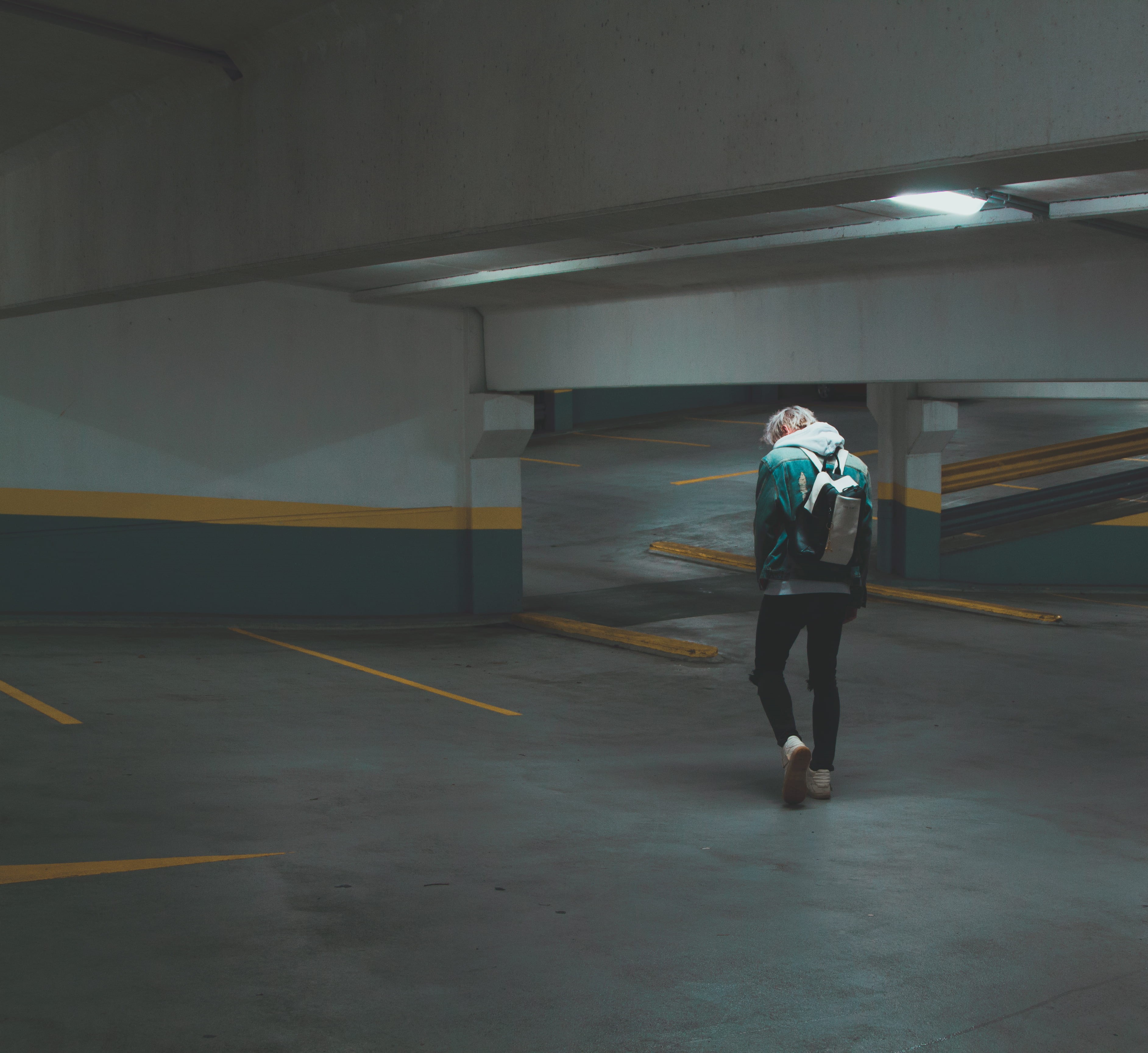 wall - building feature, ceiling, parking lot, parking, one person, full length, area, car park, leisure activity, person, 2K, casual clothing, white, HD Wallpaper