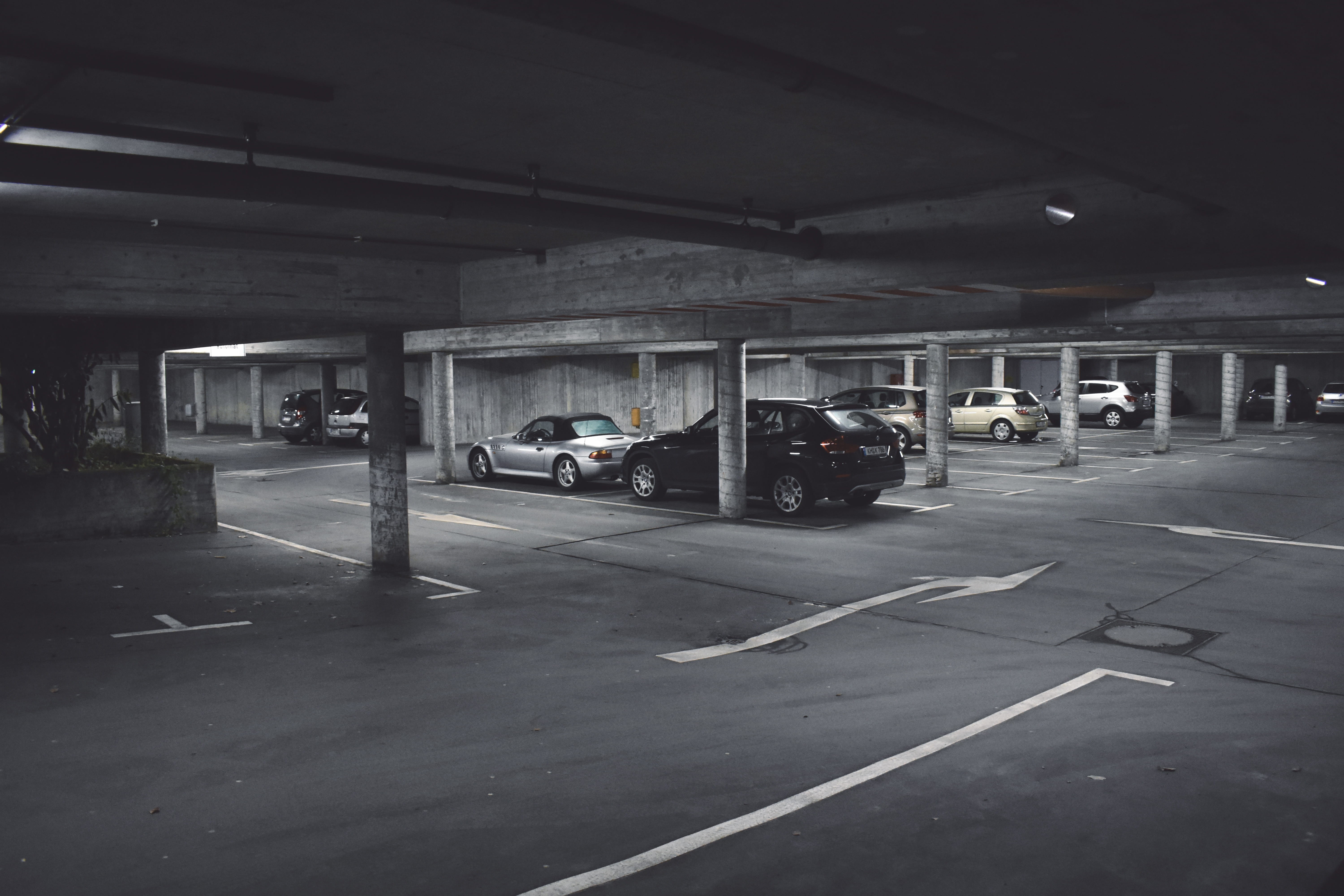 no people, architectural column, 5K, cars, underground, photography, car, land vehicle, architecture, marking, sign, road marking, transportation, mode of transportation, HD Wallpaper