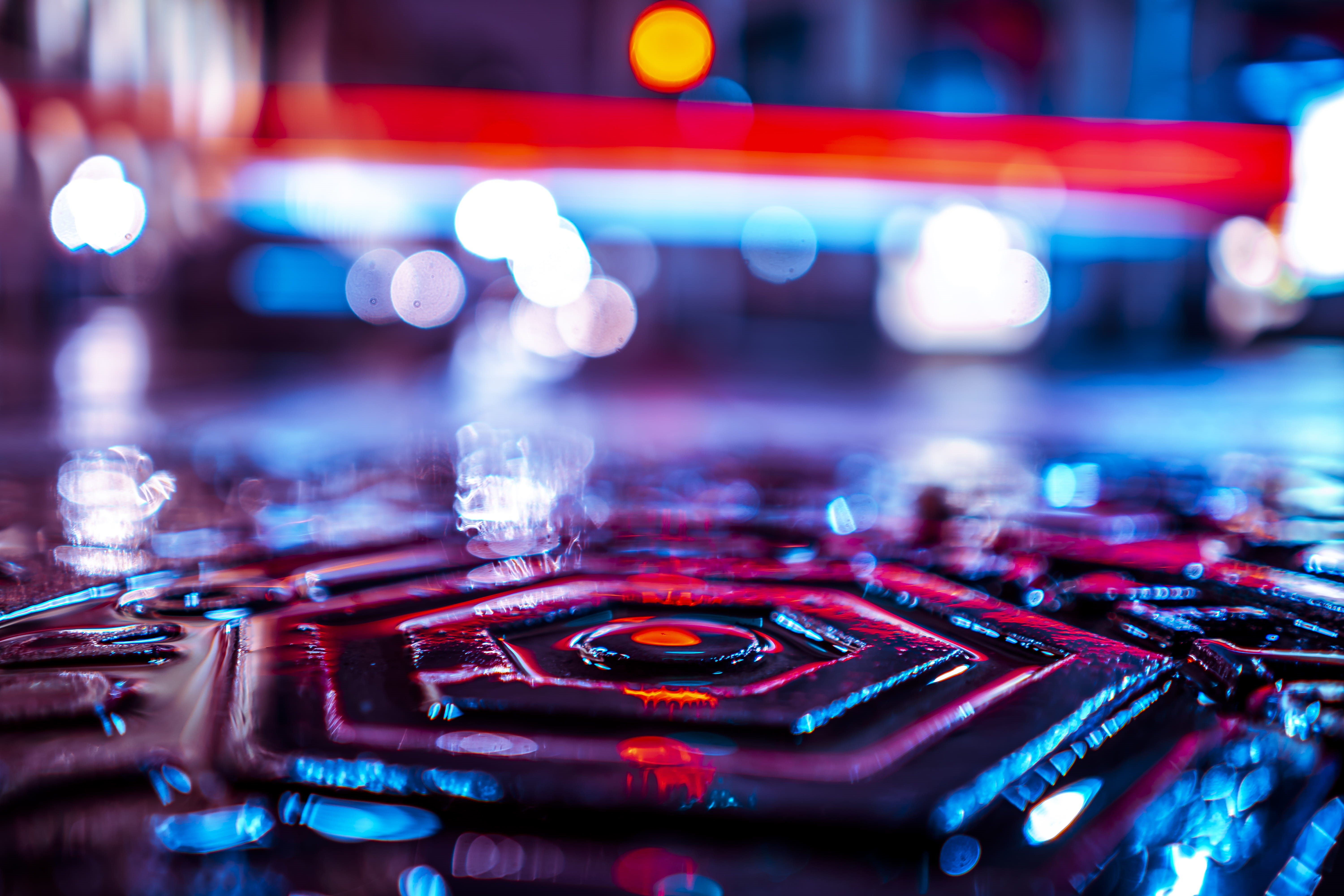 night life, futuristic, 5K, club, food, transportation, computer equipment, night club, illuminated, arcade game machine, purple, close-up, connection, HD Wallpaper