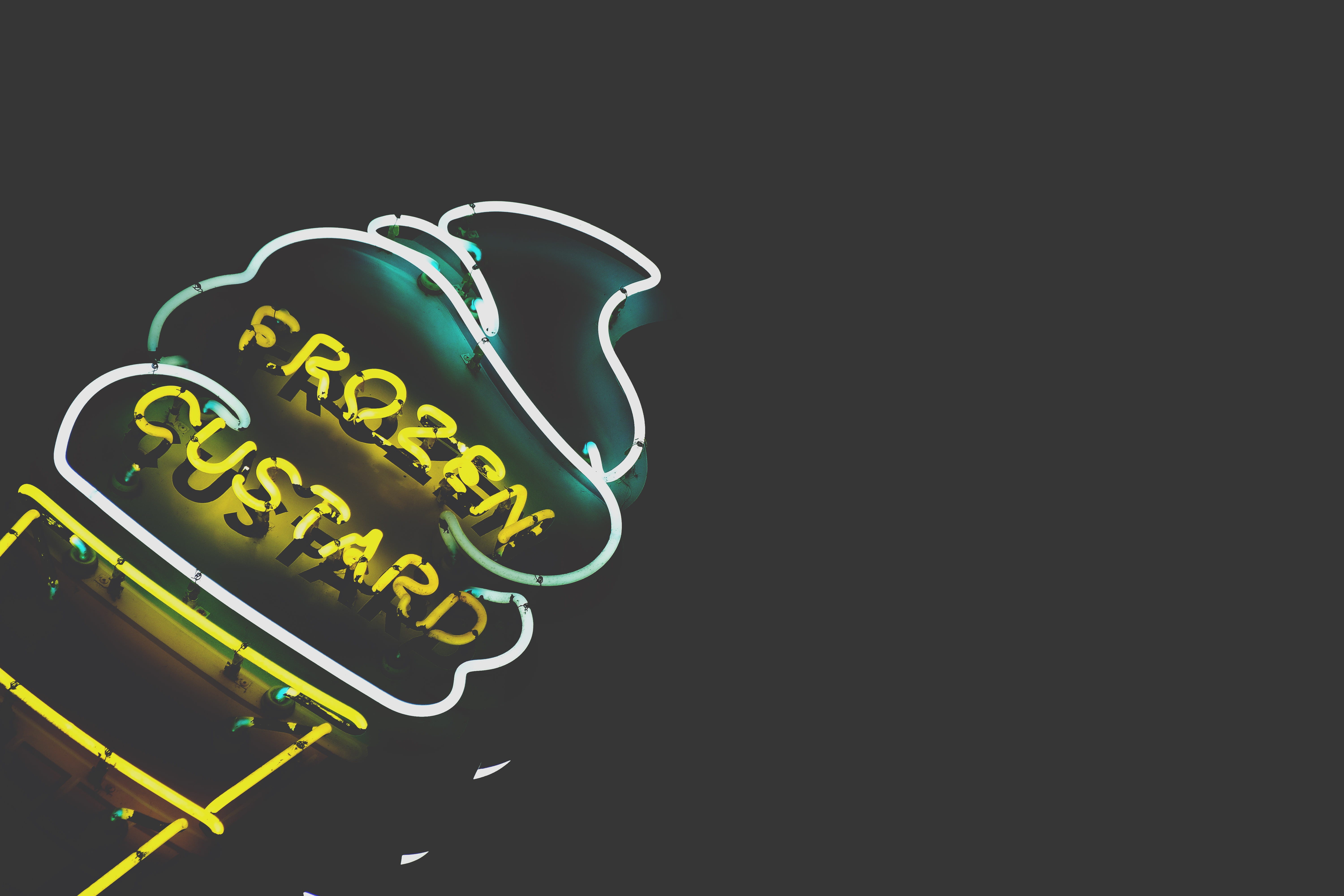 signage, lighting equipment, text, yellow, bright, retro, neon, communication, music, night, frozen, close-up, colors, technology, sign, studio shot, led, HD Wallpaper