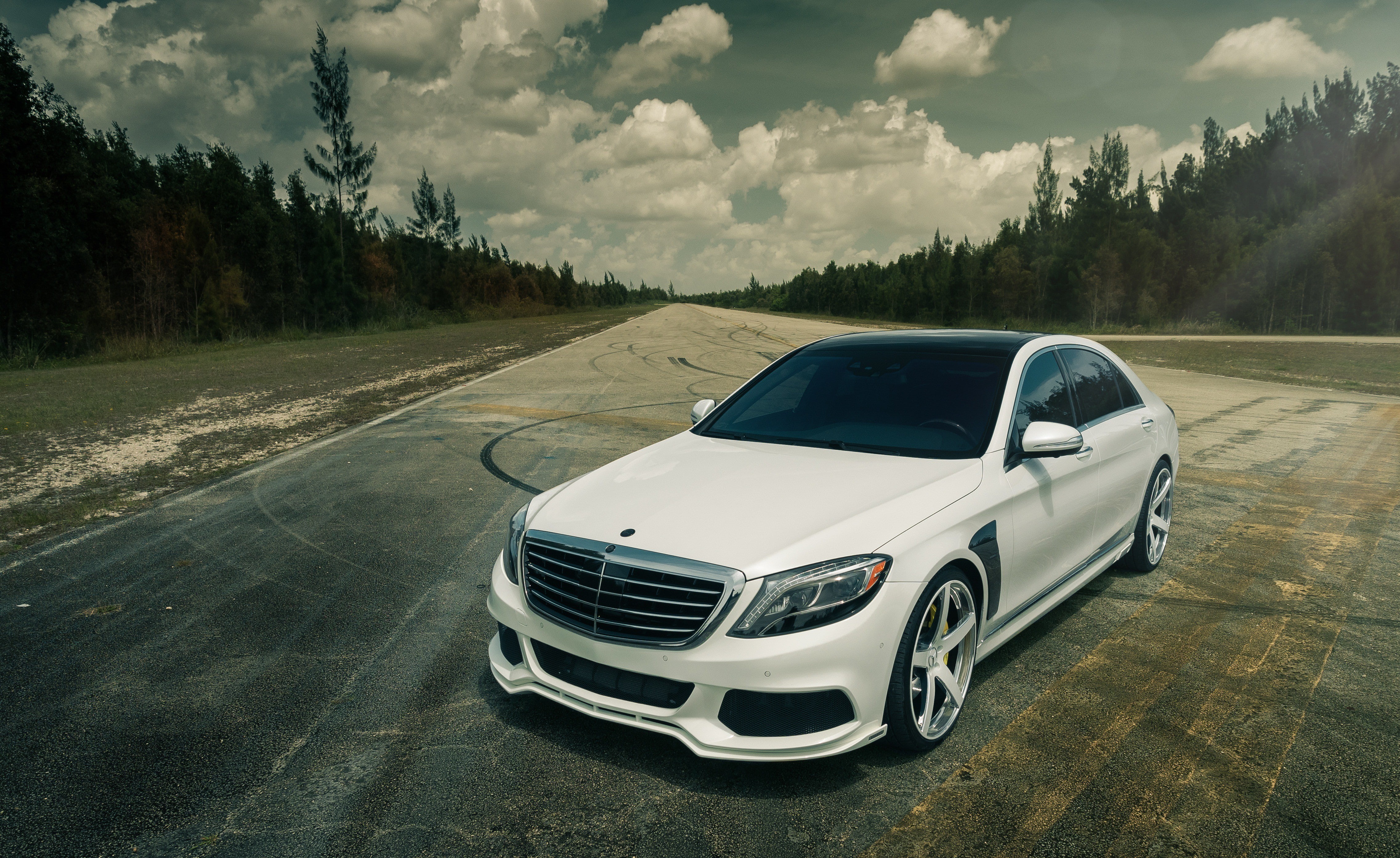 4K, S Class, s, white, mercedes, class, c, brabus, benz, Mercedes-Benz, S 550, Vellano Wheels, HD Wallpaper