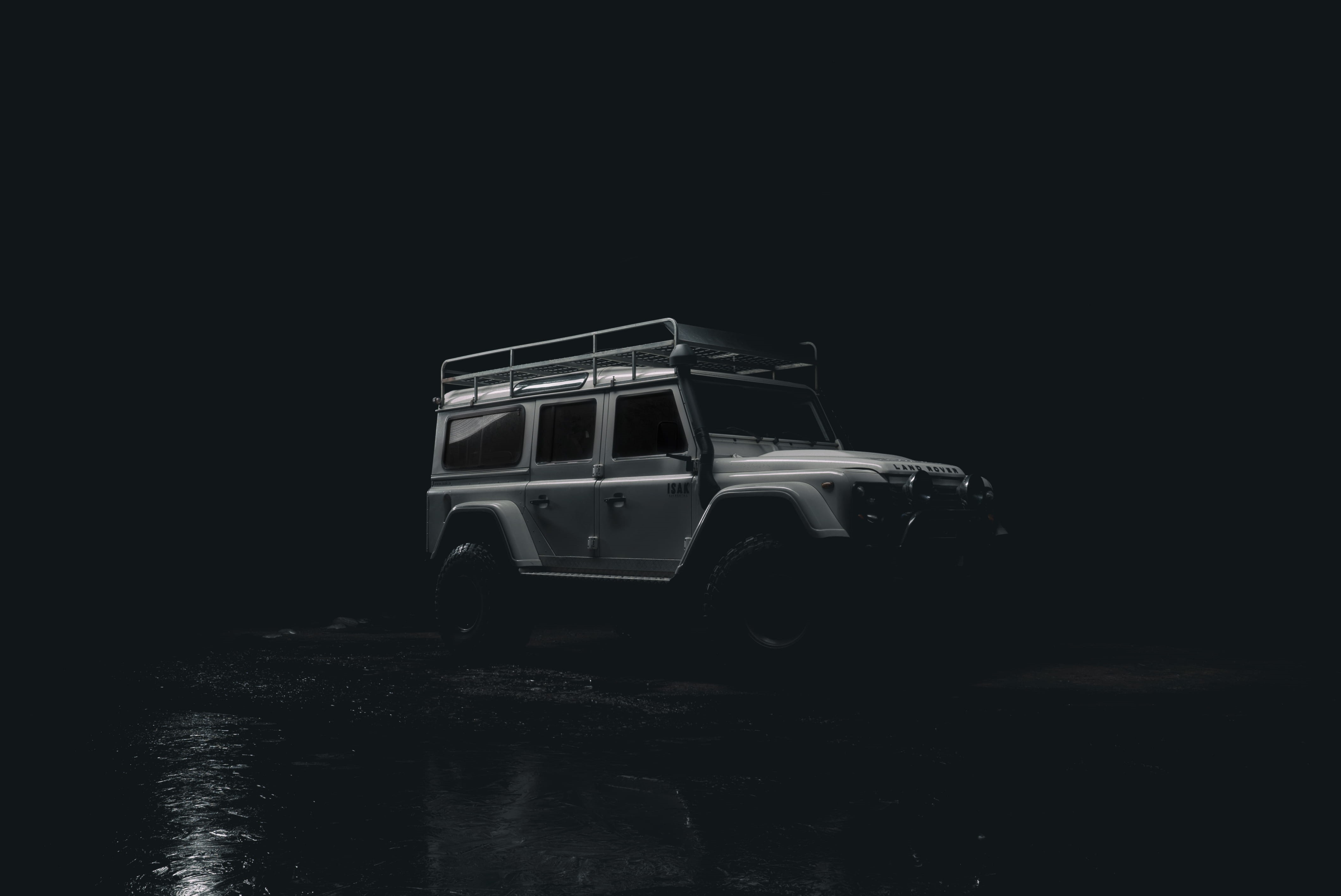 no people, wheel, truck, car, 4K, vegetation, copy space, light - natural phenomenon, suv, travel, dark, long exposure, nighttime, road, studio shot, grey, HD Wallpaper