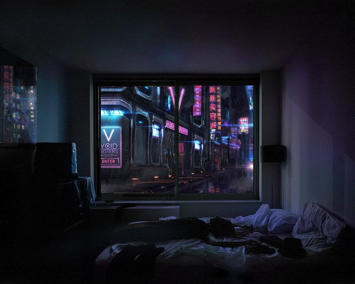window, domestic room, built structure, no people, bed, home interior, screen, 480P, furniture, messy, lying down, neon, lifestyles, night, people, flat, HD Wallpaper