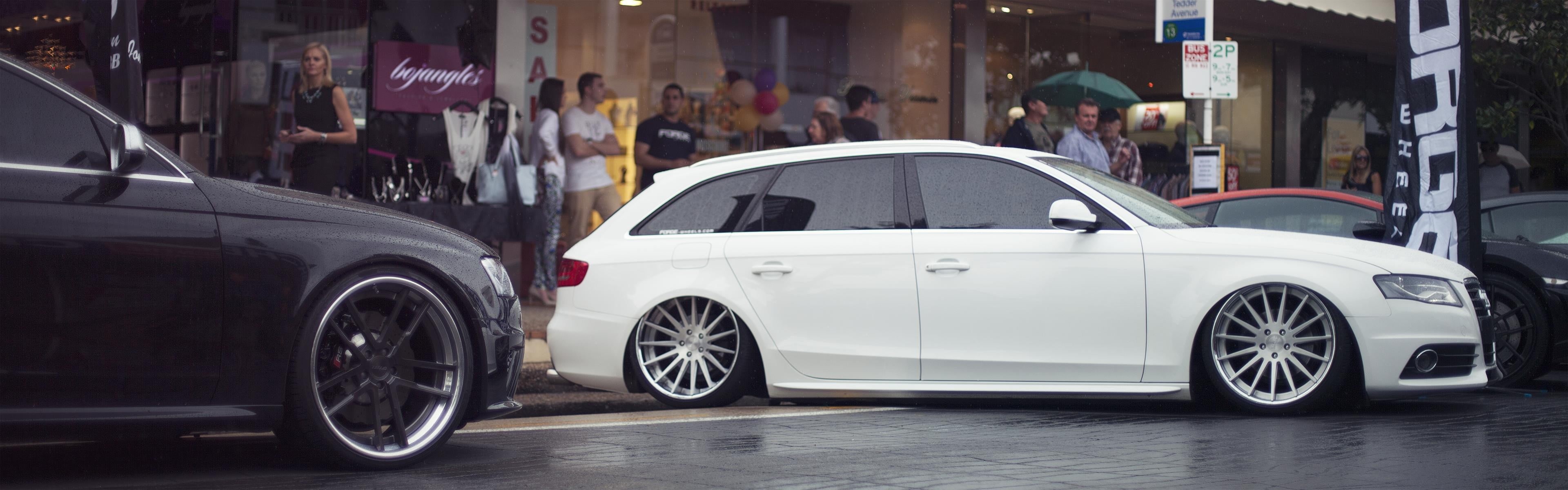 mode of transportation, white cars, white, vehicle, adult, cars, building exterior, motion, city, luxury, wheel, Audi, incidental people, architecture, HD Wallpaper