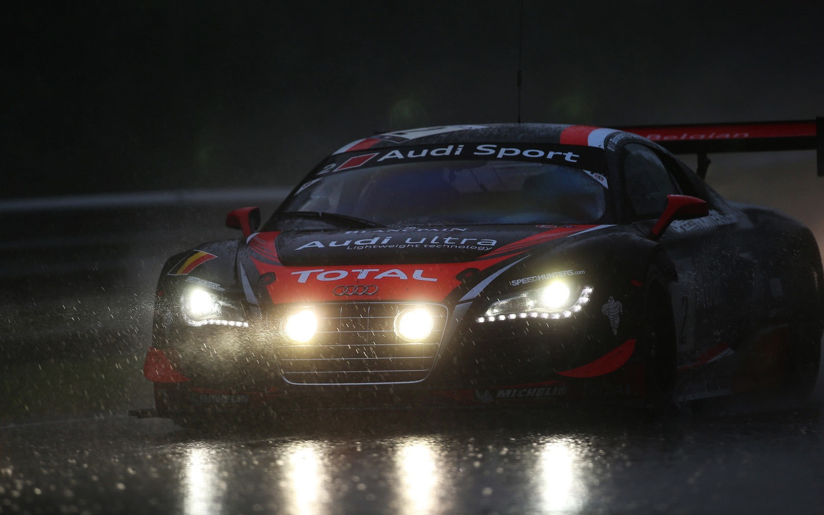 Audi R8 Type 42, 720P, Audi, sports car, Audi R8, Audi R8  LMS, front angle view, rain, HD Wallpaper