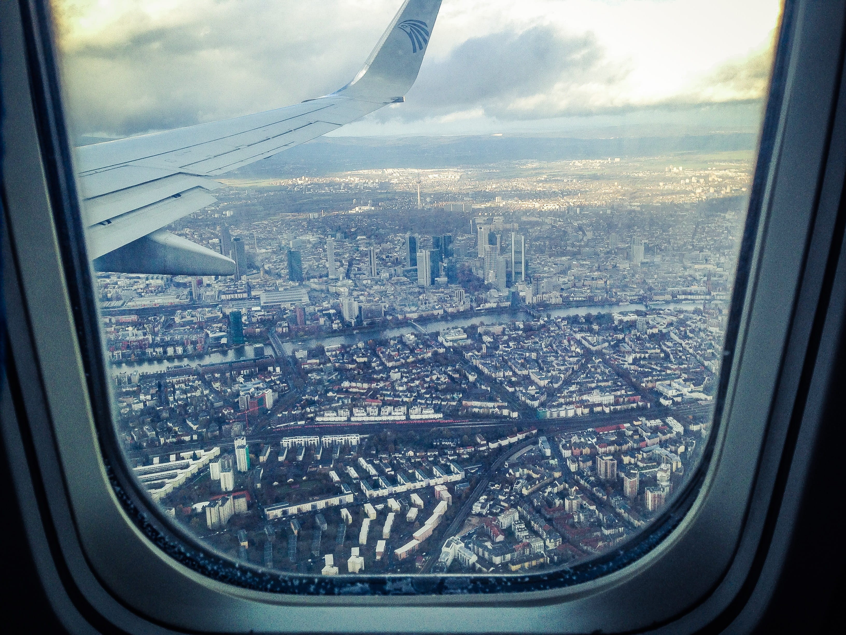 aircraft, airplane, transportation system, no people, landing, showing, window, city, aerial, 2K, flying, vehicle interior, travel, outdoors, skyscraper, HD Wallpaper