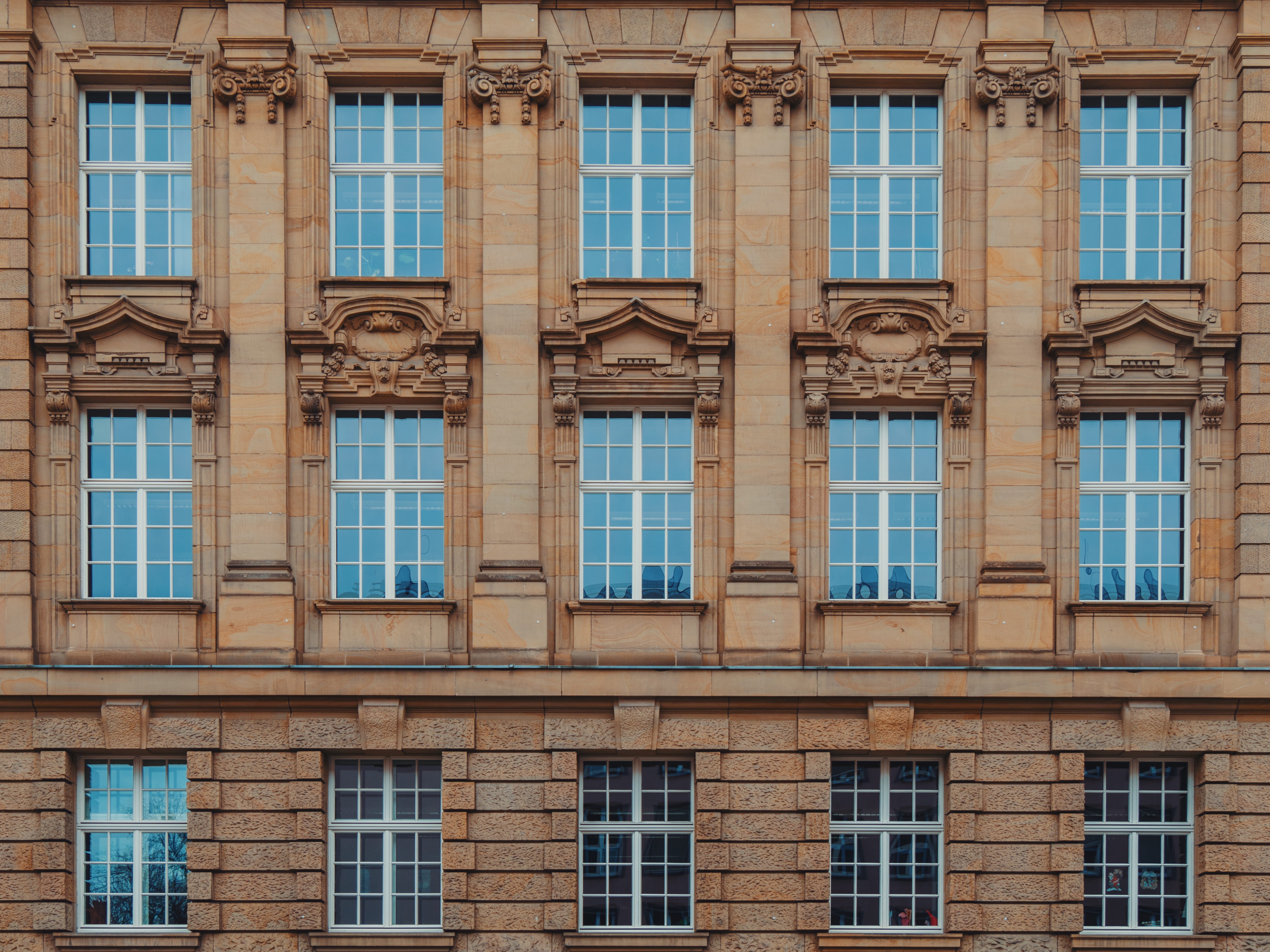 side by side, window, architecture, design, in a row, brown, backgrounds, built structure, low angle view, city, outdoors, house, 5K, building, day, glass - material, HD Wallpaper