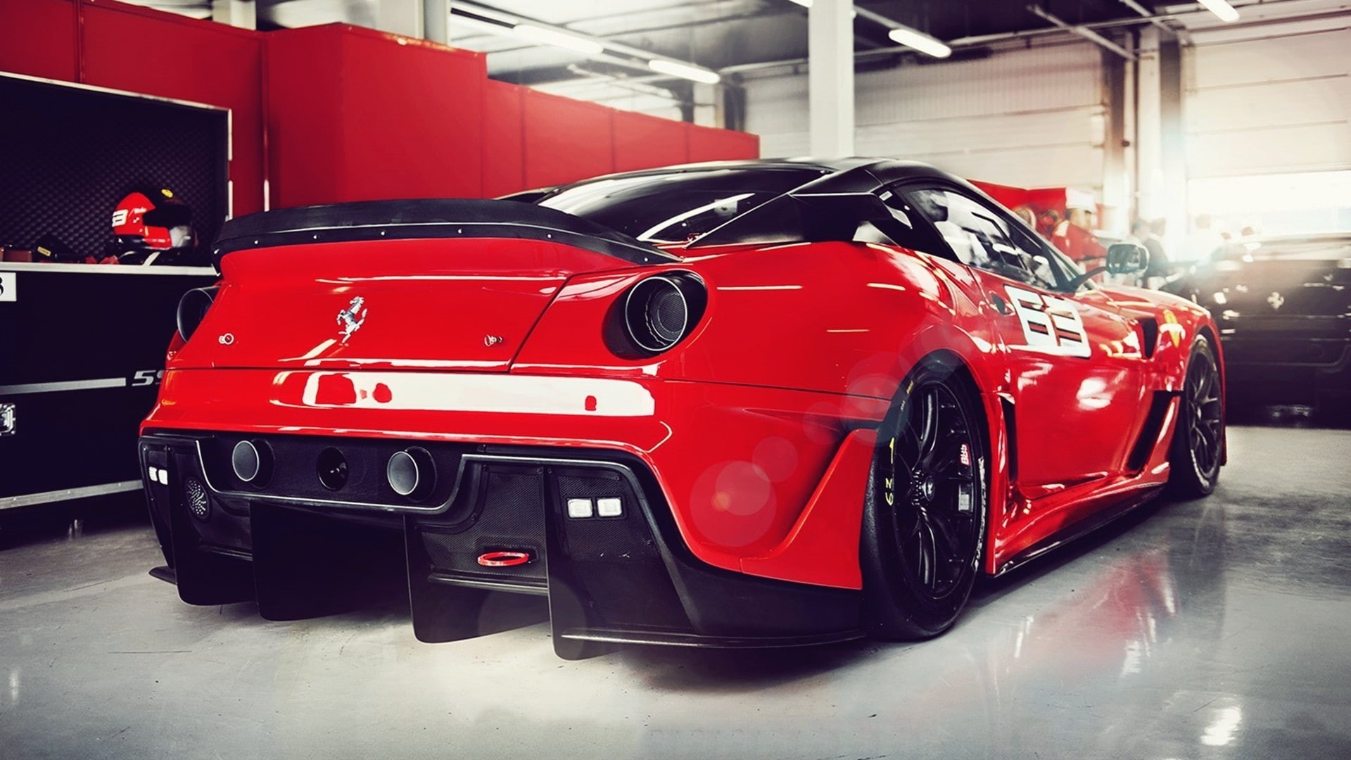1080P, mode of transportation, shopping, Ferrari, motor vehicle, retail, reflection, sports car, red, Ferrari 599XX, automobile industry, stationary, showroom, HD Wallpaper