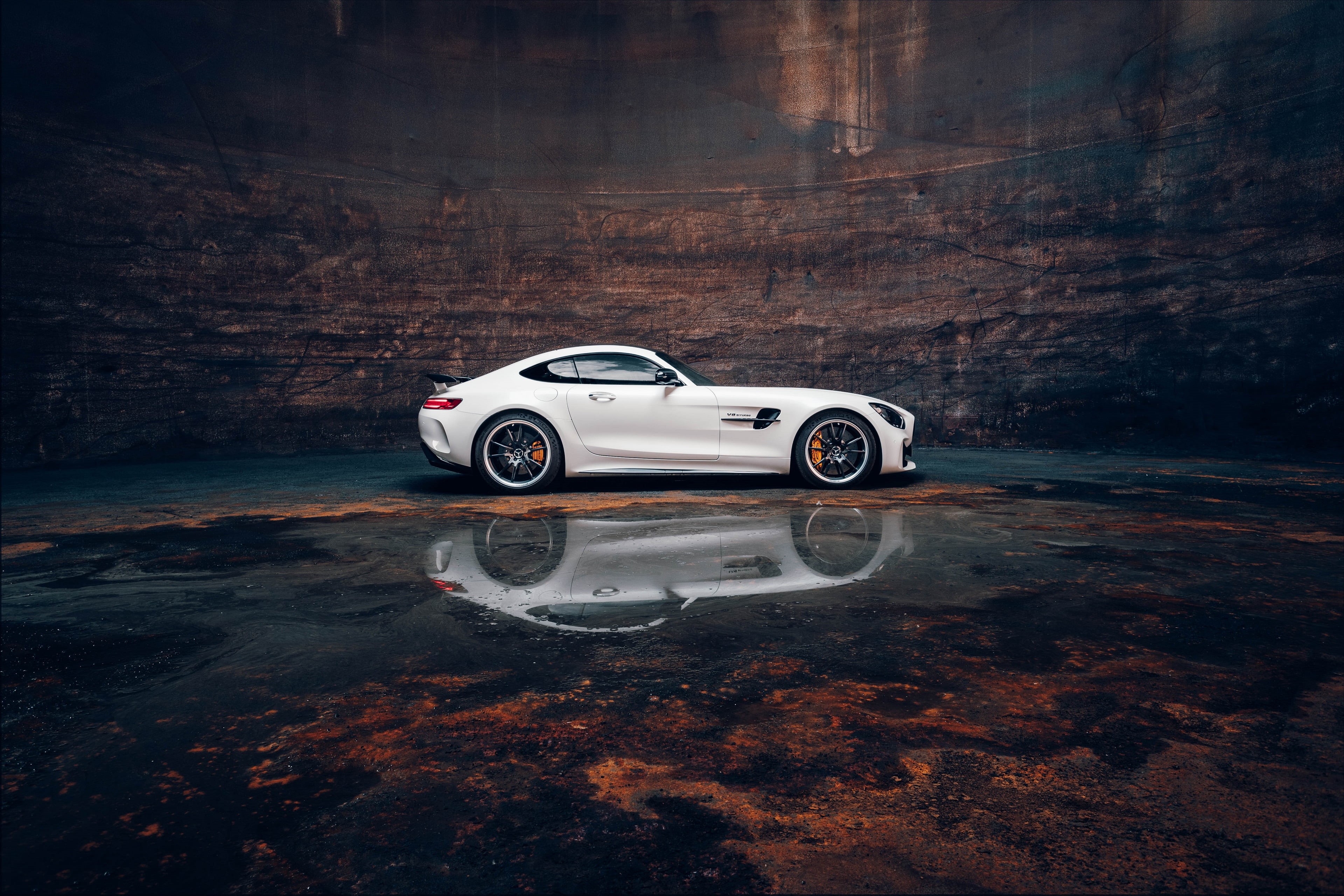 4K, car, reflection, Mercedes-AMG, AMG-GTR, Mercedes-Benz, HD Wallpaper