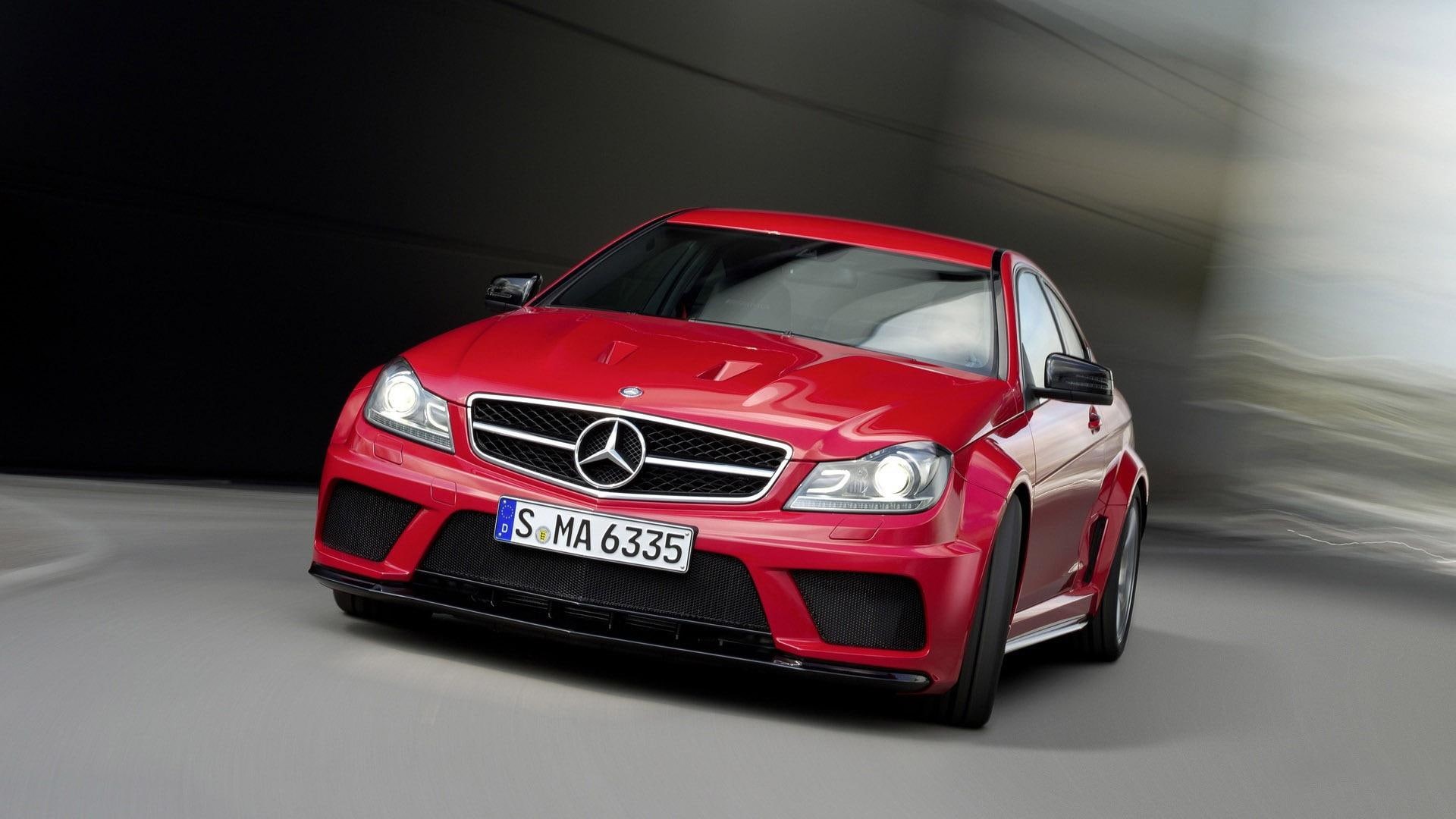red, mercedes-benz, 1080P, black, amg, series, benz, c, 1920x1080, mercedes-benz c63, cars, mercedes, car, HD Wallpaper