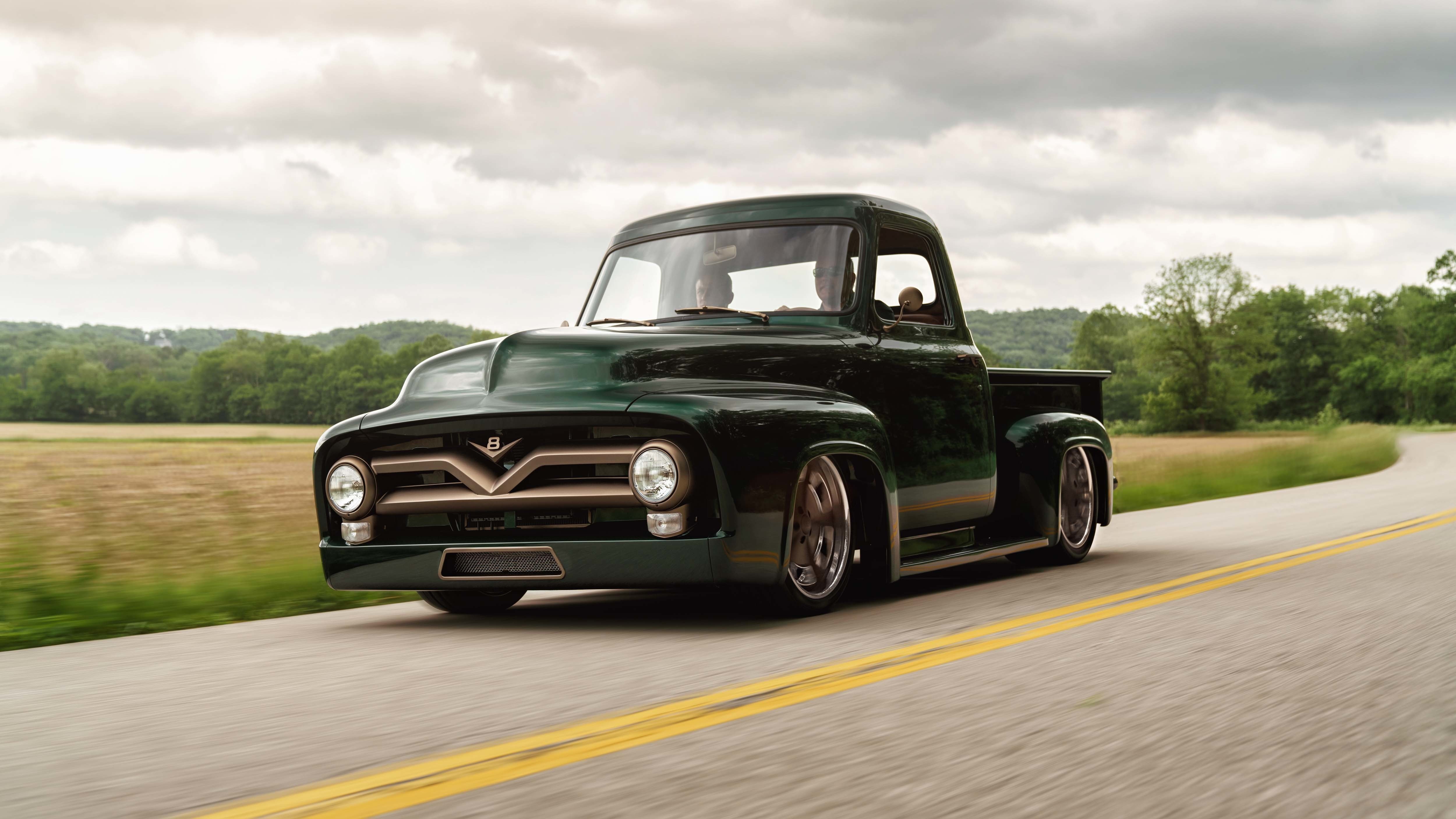 f-100, 4K, automobile, f100, hot, vehicle, hotrod, rod, custom, streetrod, truck, auto, 1953, pickup, ford, HD Wallpaper