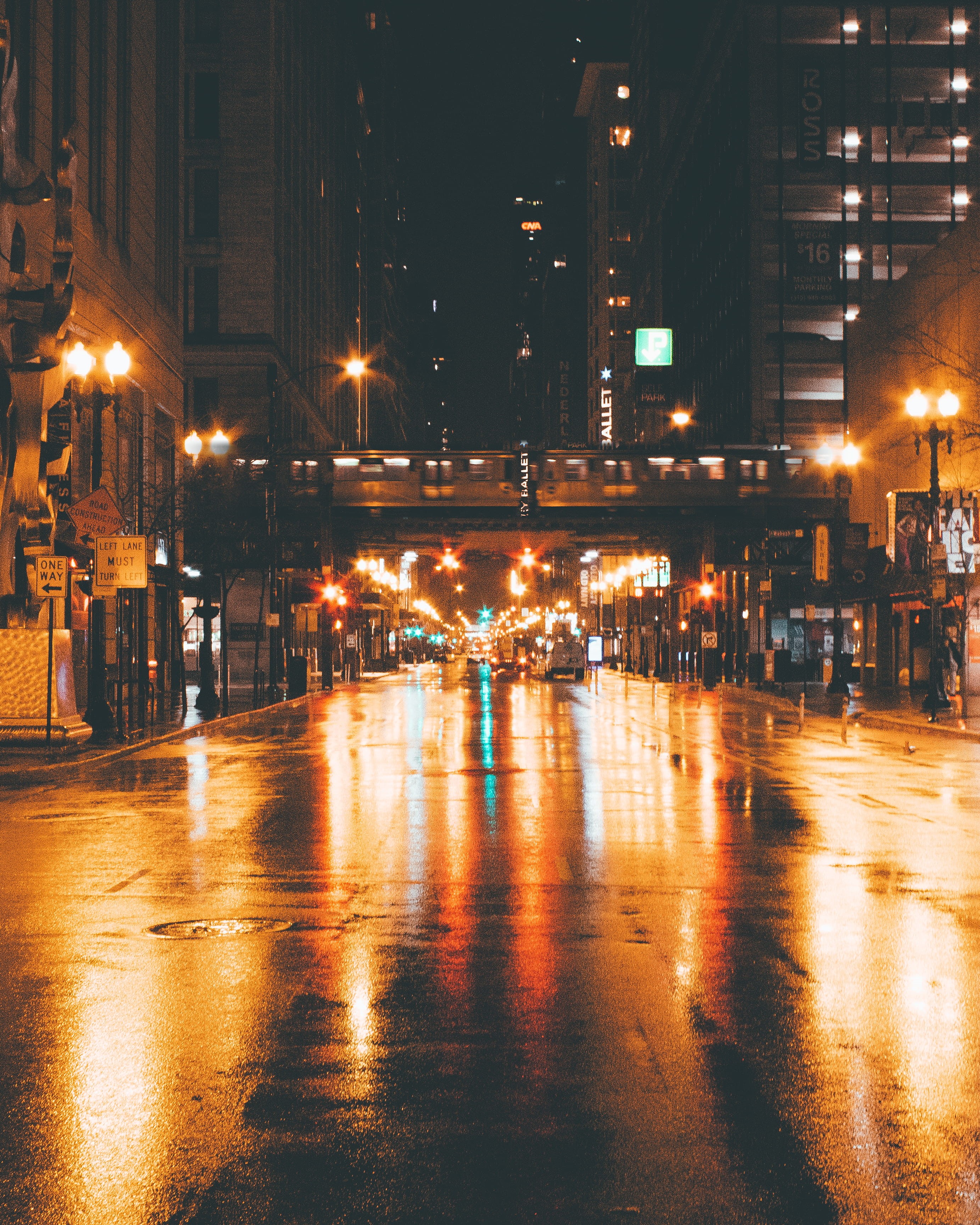 lighting, person, downtown, concrete, night, buildings, flare, il - illinois, metropolis, lighting equipment, no people, pedestrian, office building, car, Phone HD Wallpaper