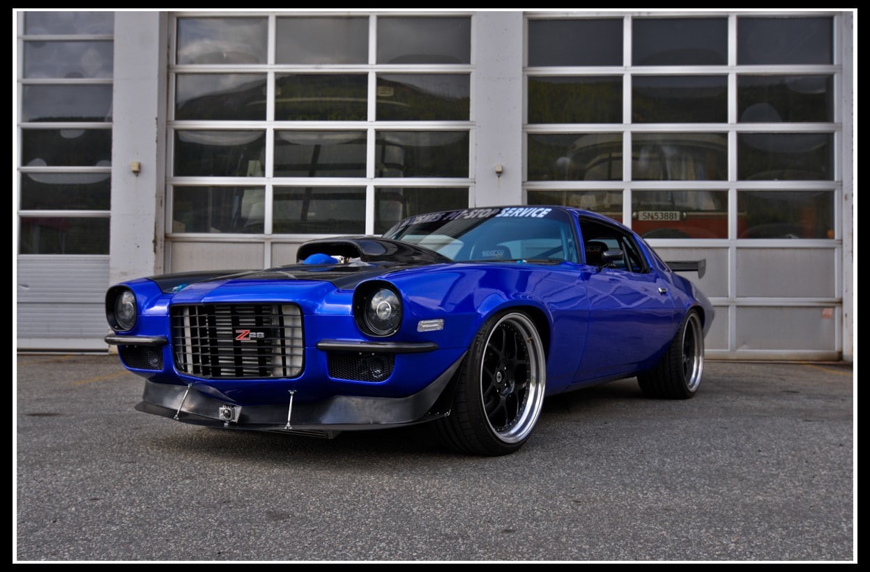 city, no people, 480P, architecture, car, blue, transfer print, vintage, Chevrolet Camaro Z28, road, motor vehicle, auto post production filter, Chevrolet, HD Wallpaper