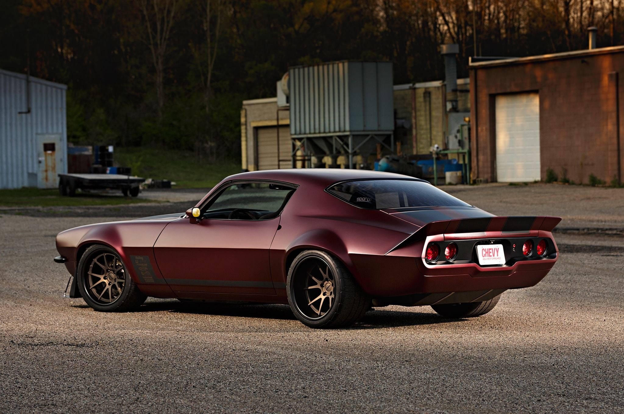 no people, retro styled, outdoors, luxury, rod, day, land vehicle, street, old, Chevrolet, building exterior, 1080P, city, car, road, 1971, Camaro, rods, HD Wallpaper