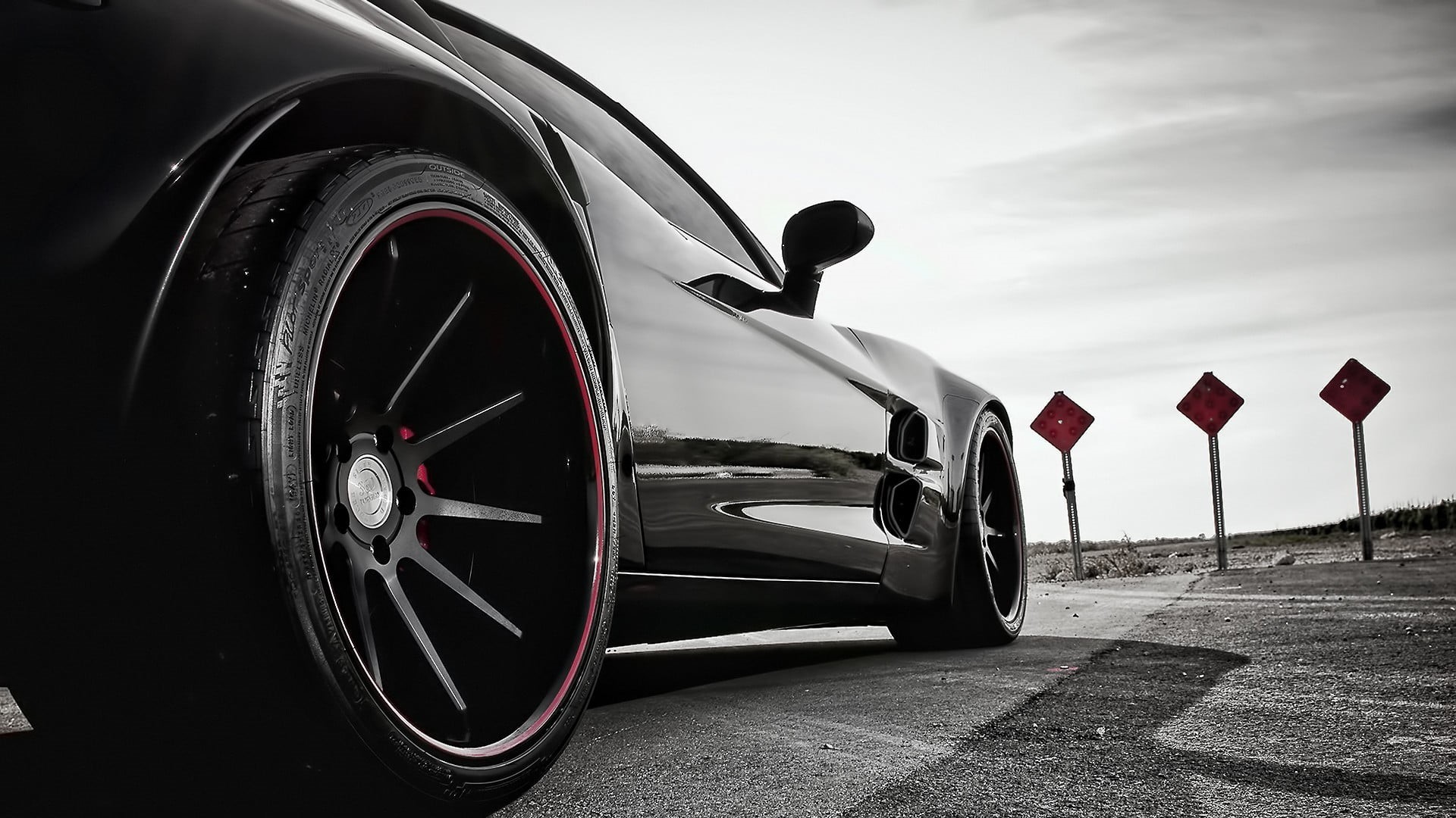luxury, coupe, rims, tire, mode of transportation, vintage car, motor vehicle, cloud - sky, travel, outdoors, black, transportation, spoke, wheel, road, HD Wallpaper