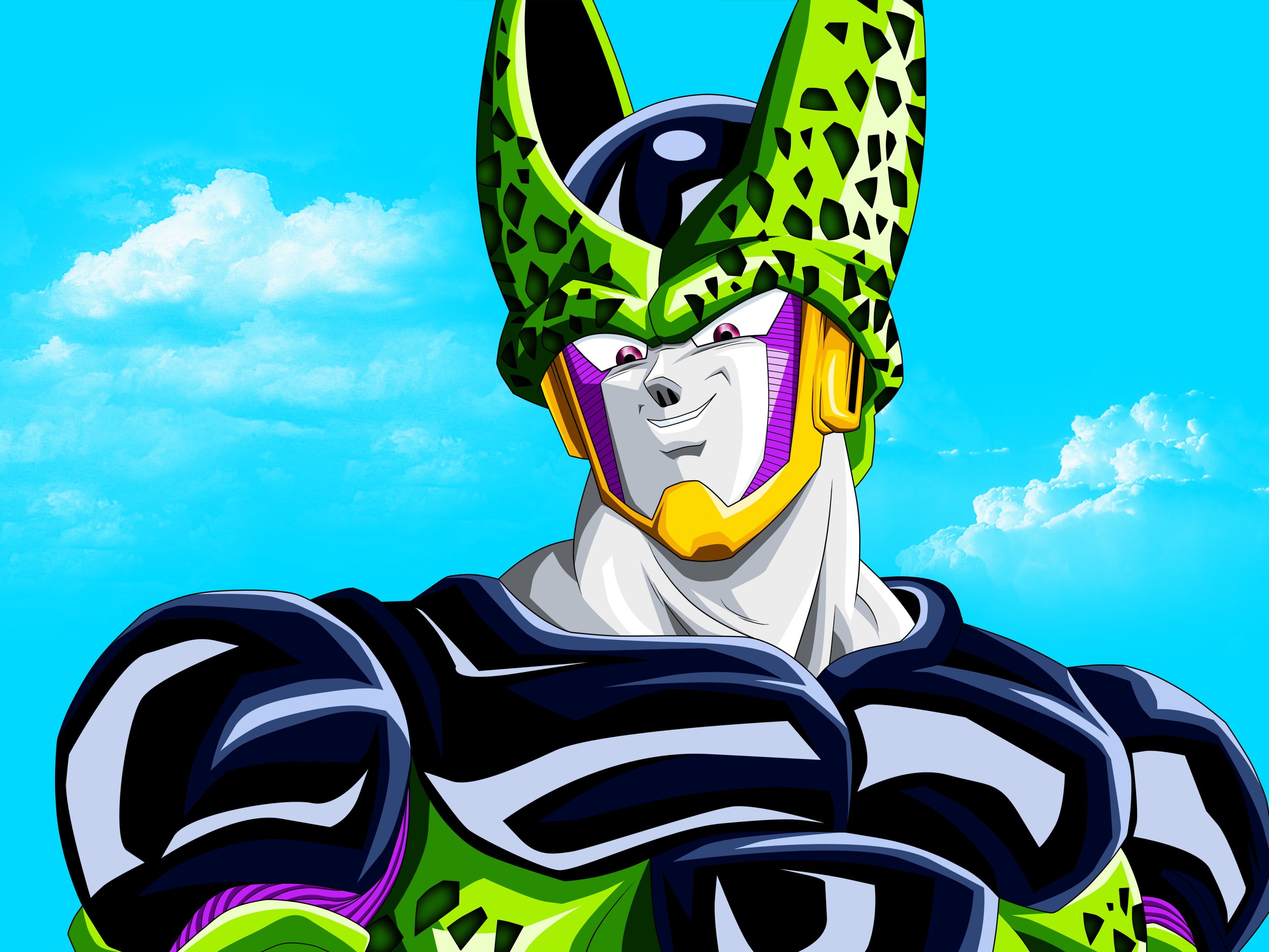 cloud - sky, representation, low angle view, outdoors, communication, Dragon Ball Z, mouth open, nature, creativity, Cell (Dragon Ball), sign, no people, HD Wallpaper