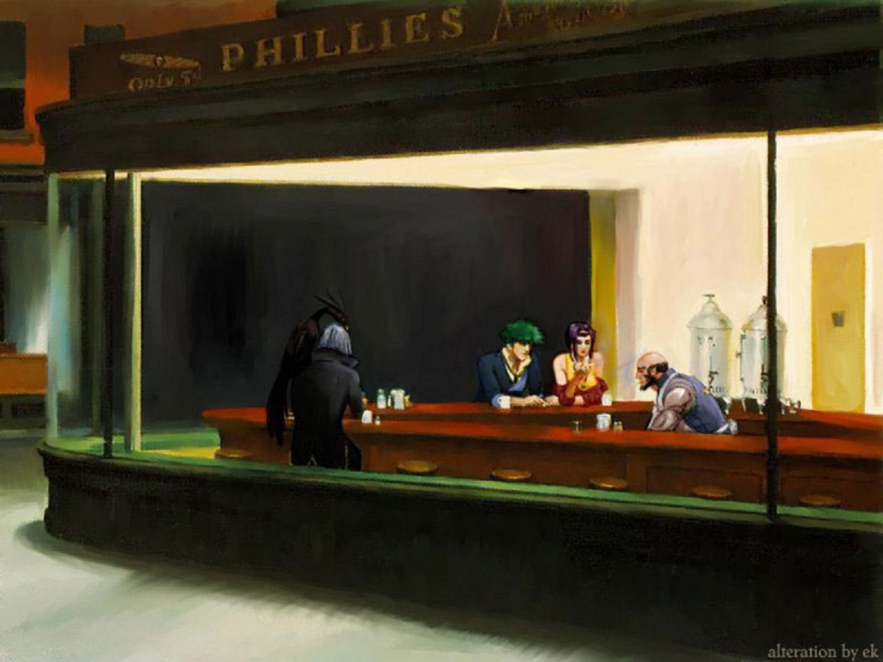 bebop, diner, 720P, x, parody, hd, cowboy bebop, cowboy, art, nighthawks, anime, HD Wallpaper