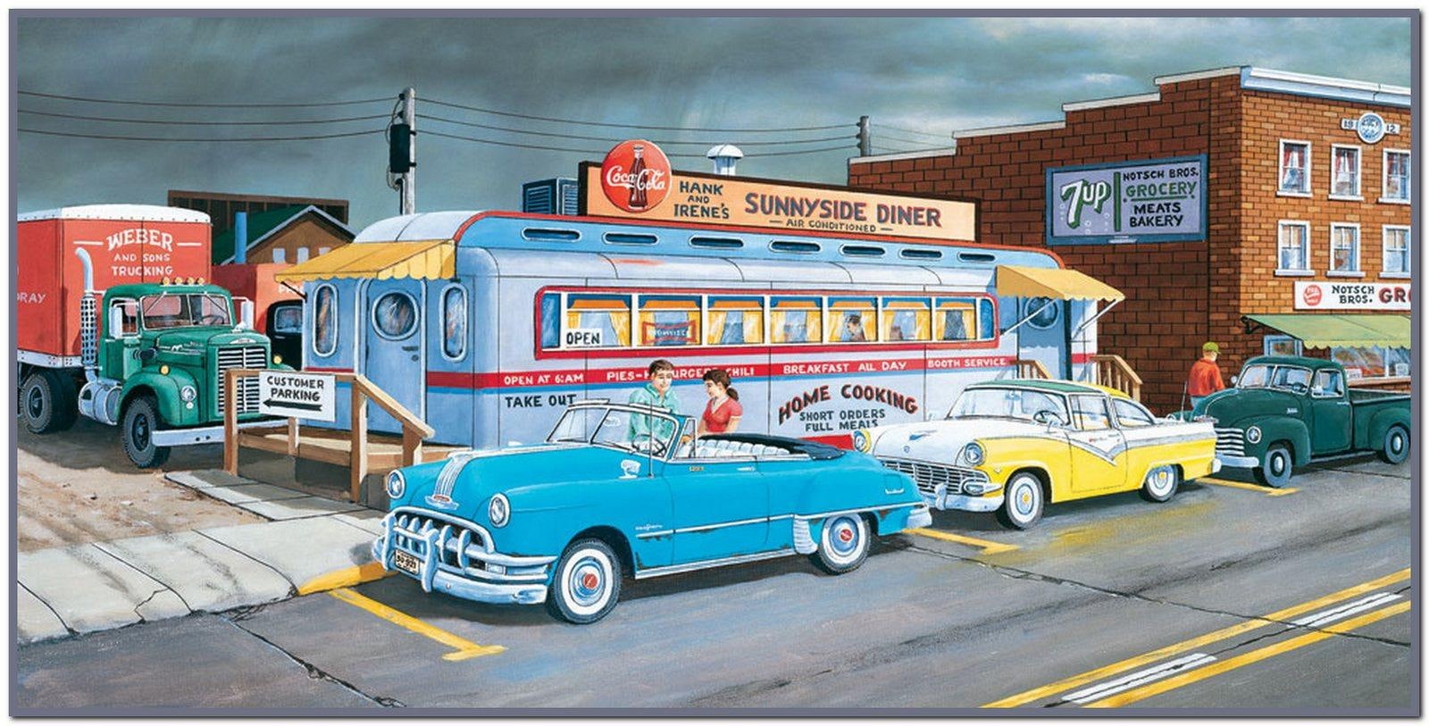 classic, grocery, diner, 720P, s, cars, days, gone, HD Wallpaper