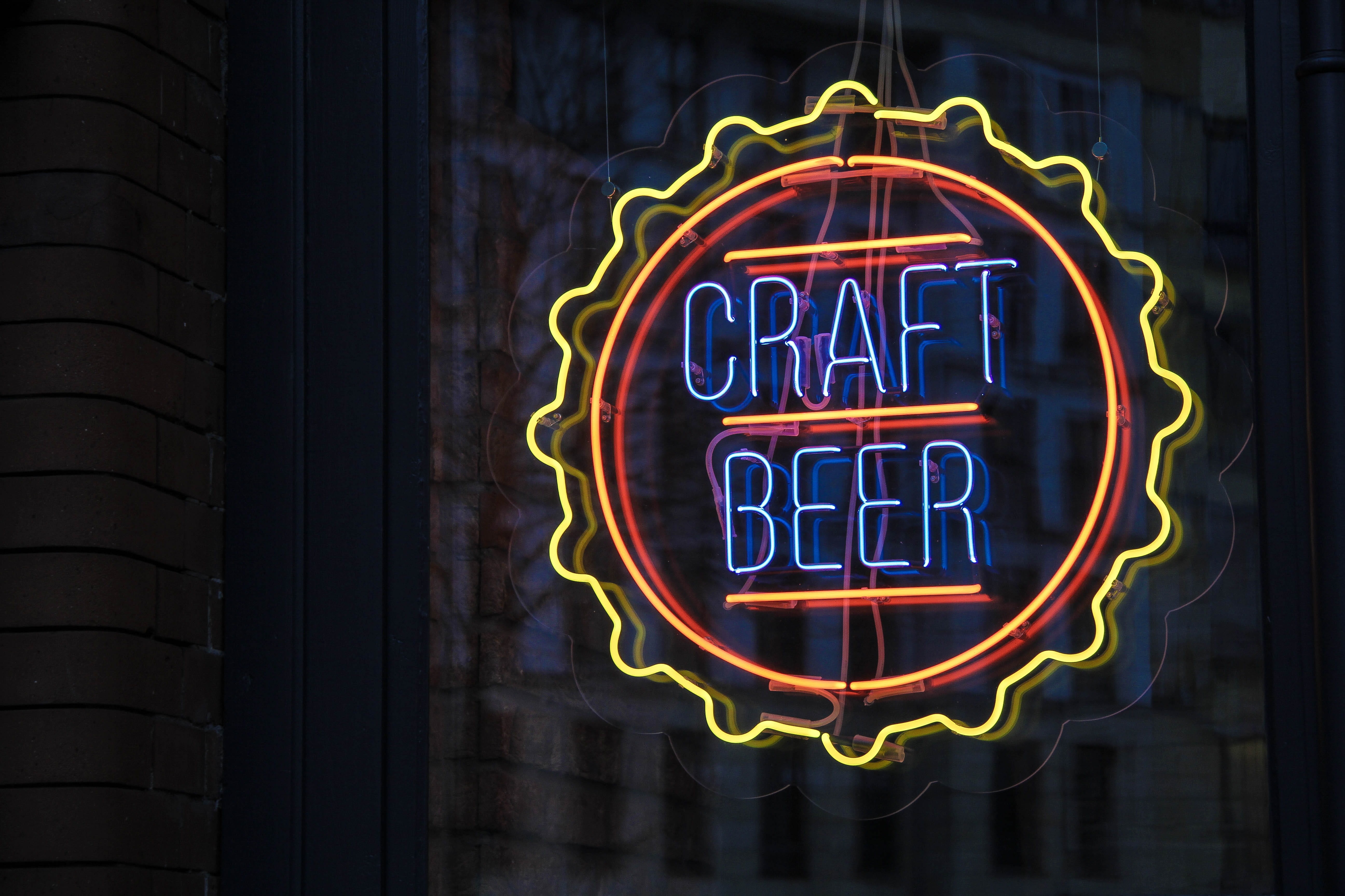 no people, wheel, lighting equipment, illuminated, light - natural phenomenon, close-up, hanging, western script, communication, signage, beer, architecture, HD Wallpaper