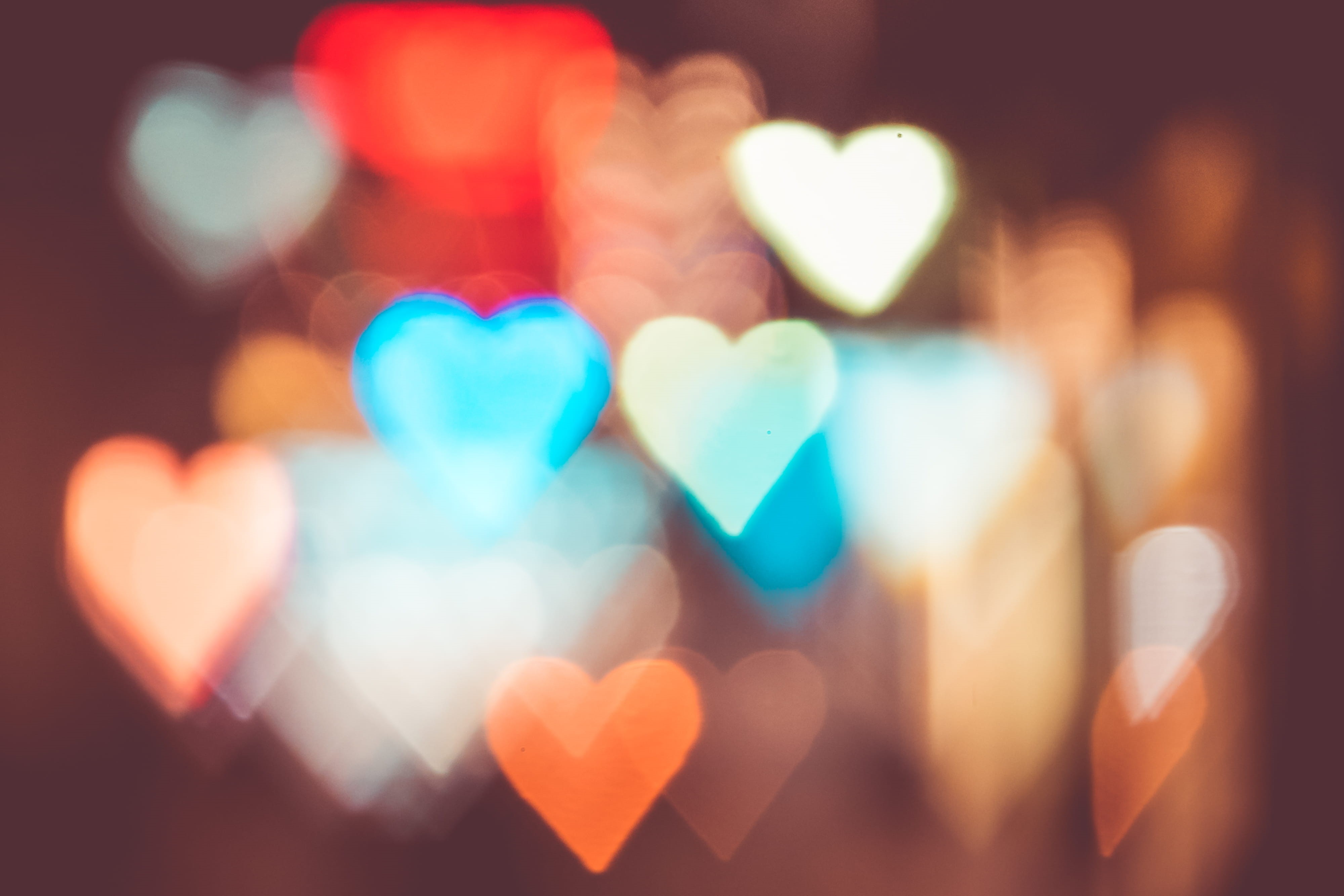 decoration, backgrounds, nightlife, togetherness, city, Heart, celebration, Abstract, close-up, bright, shiny, no people, 4K, Night, emotion, shape, lovely, HD Wallpaper
