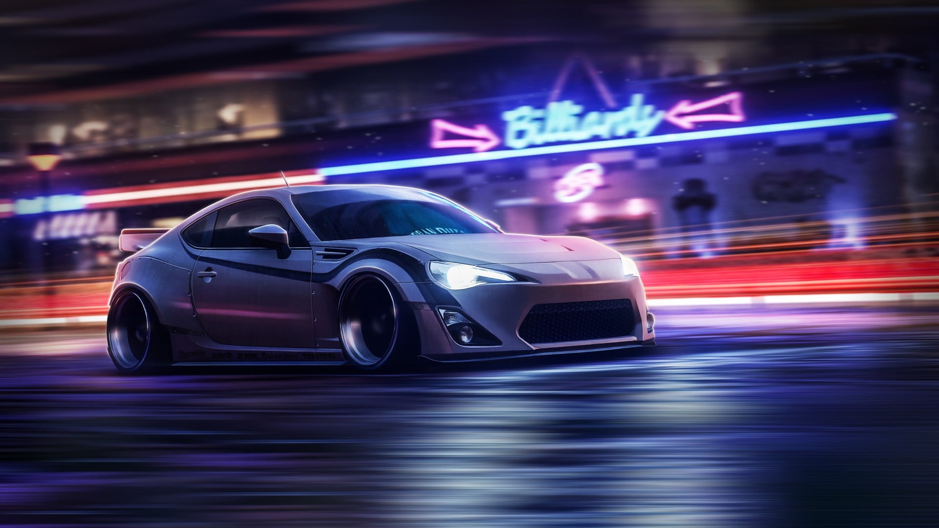 Subaru BRZ, artwork, 1080P, Subaru, Toyobaru, vehicle, car, HD Wallpaper