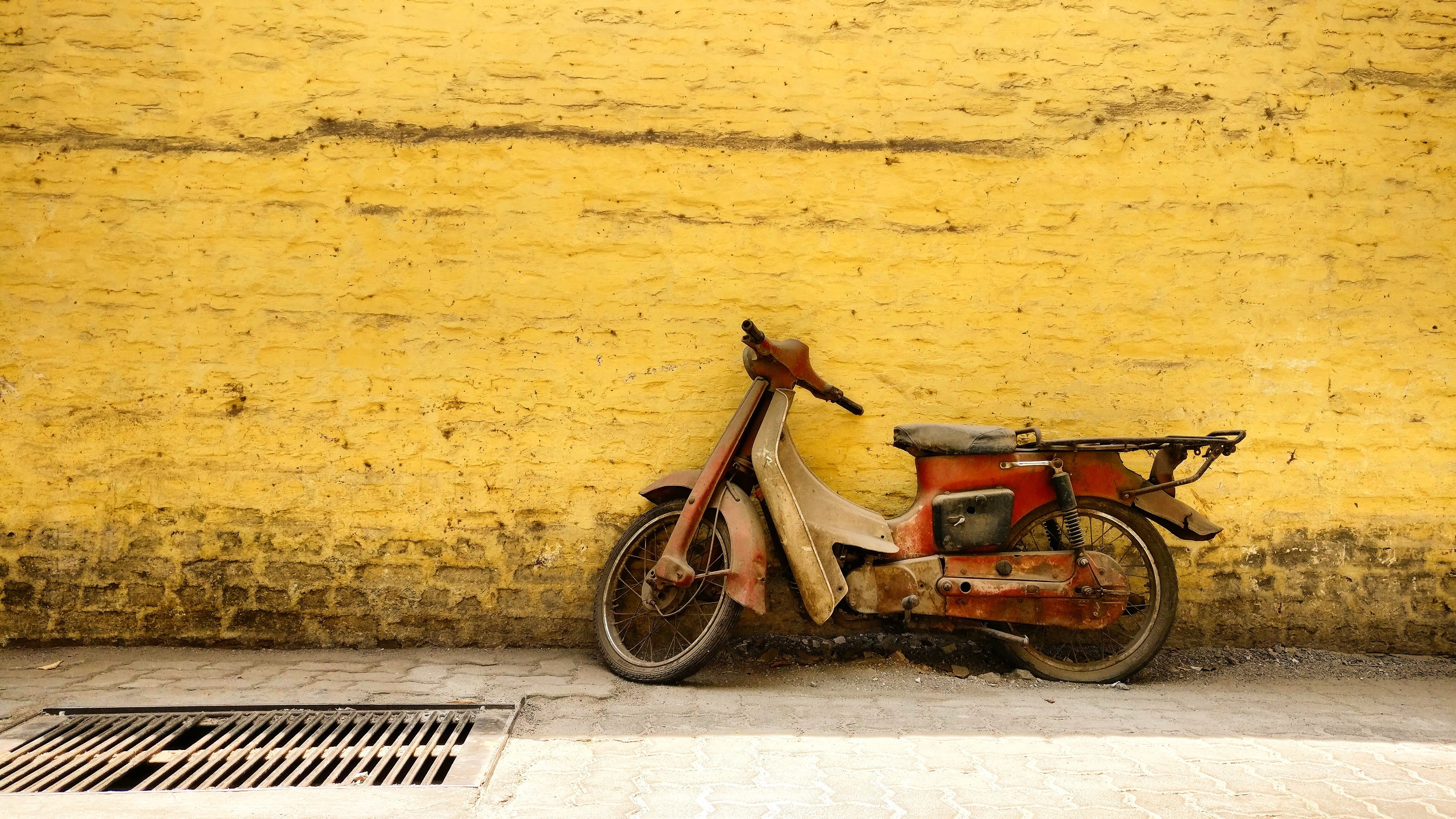 pune, mode of transportation, road, red, building exterior, vespa, vehicle, maharashtra, street, spoke, motor, scooter, path, rust, wall - building feature, HD Wallpaper
