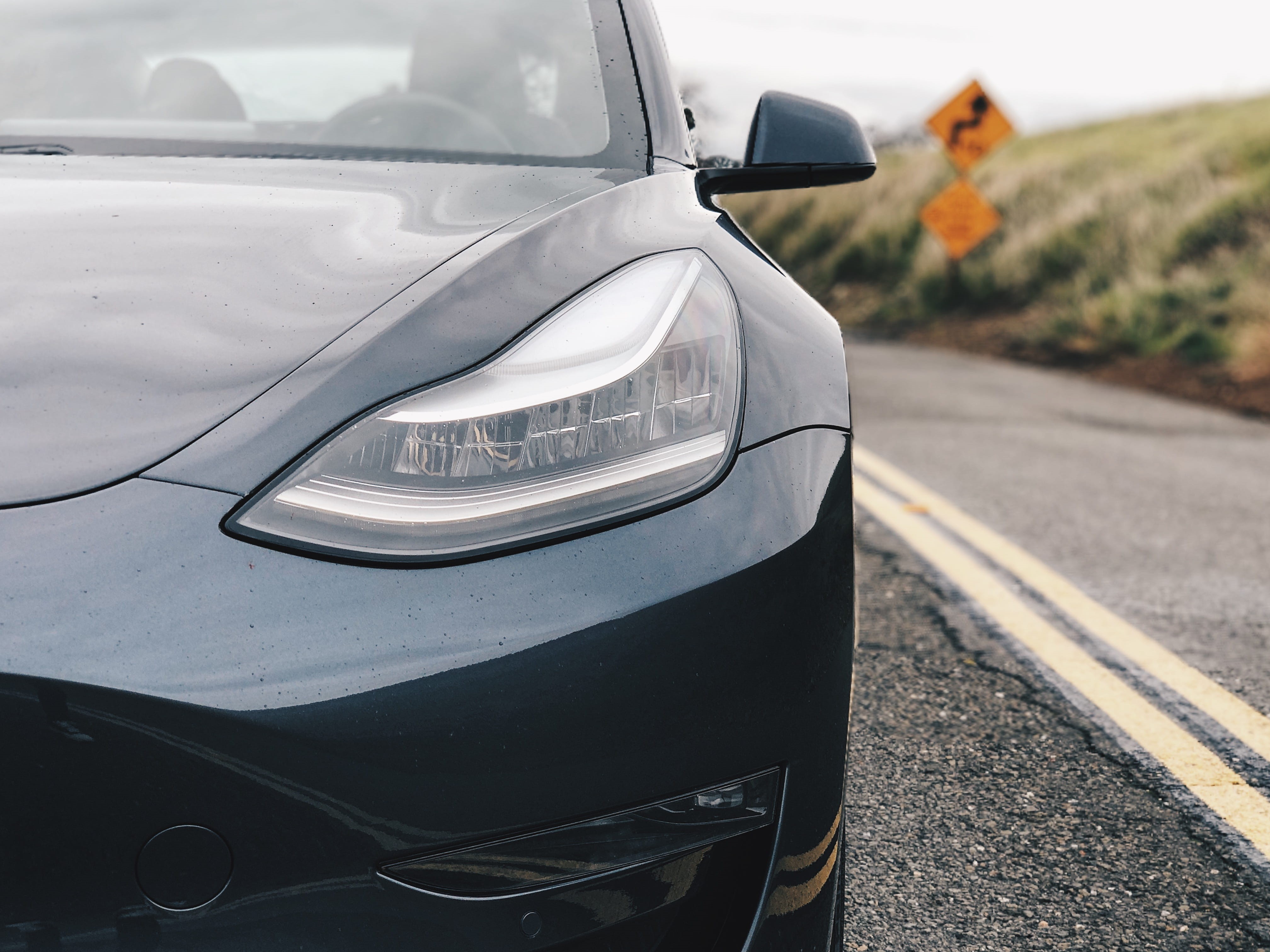 car mirror, road, city, tire, walnut creek, close-up, travel, black, windshield, land vehicle, tesla model 3, tarmac, wheel, reflection, street, united states, HD Wallpaper