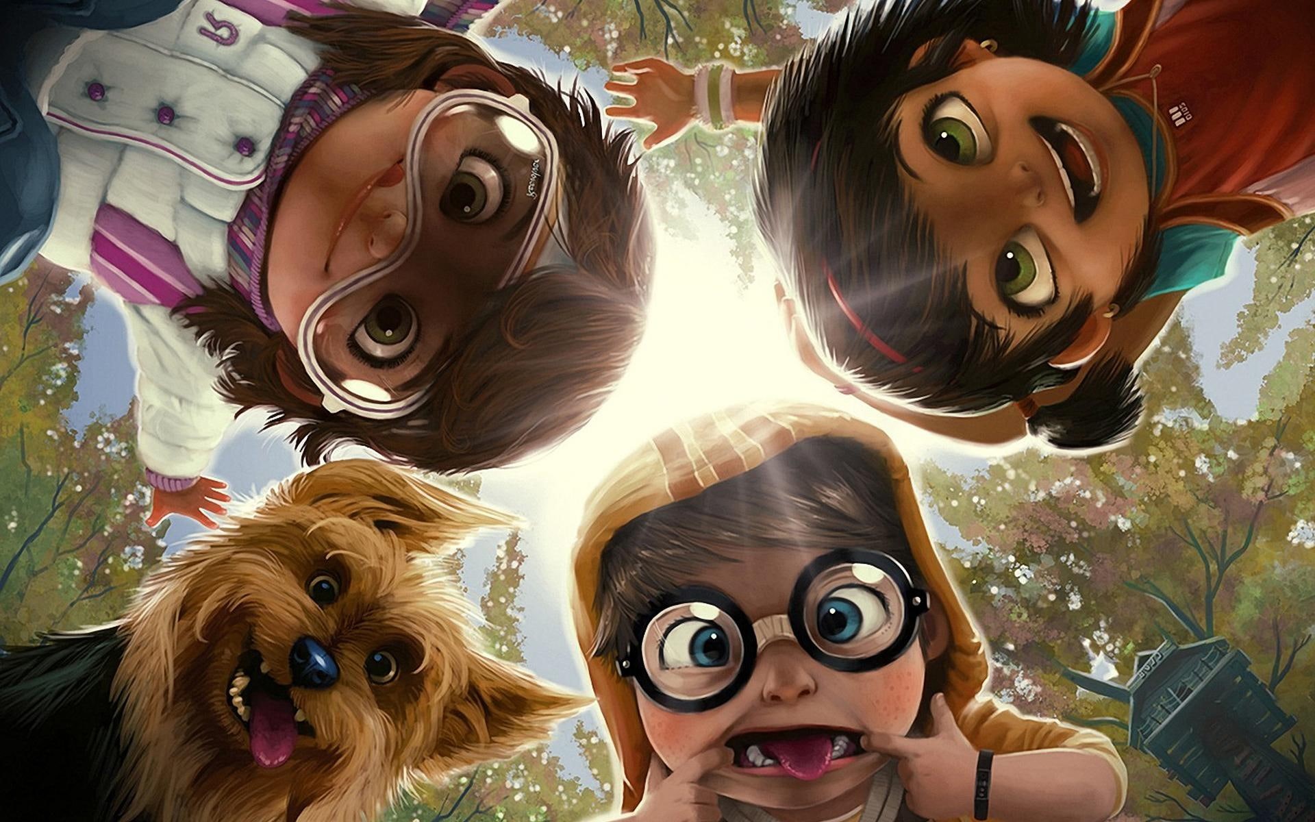 grimaces, funny, glasses, kids, cartoon, 1080P, HD Wallpaper