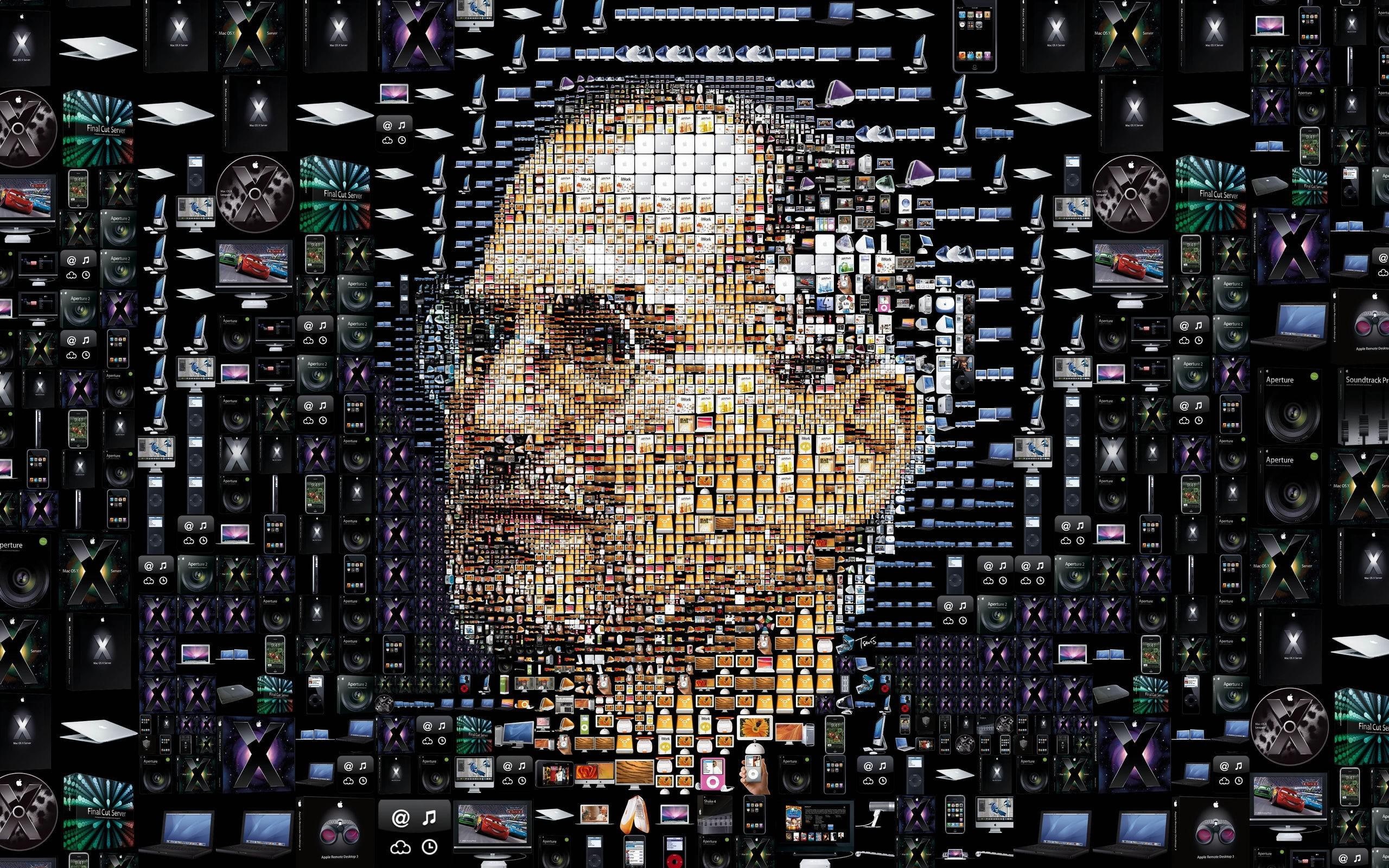 mosaic, 2560x1600, macintosh, steve jobs, photo, steve, jobs, digital, 2K, art, male celebrities, apple, HD Wallpaper