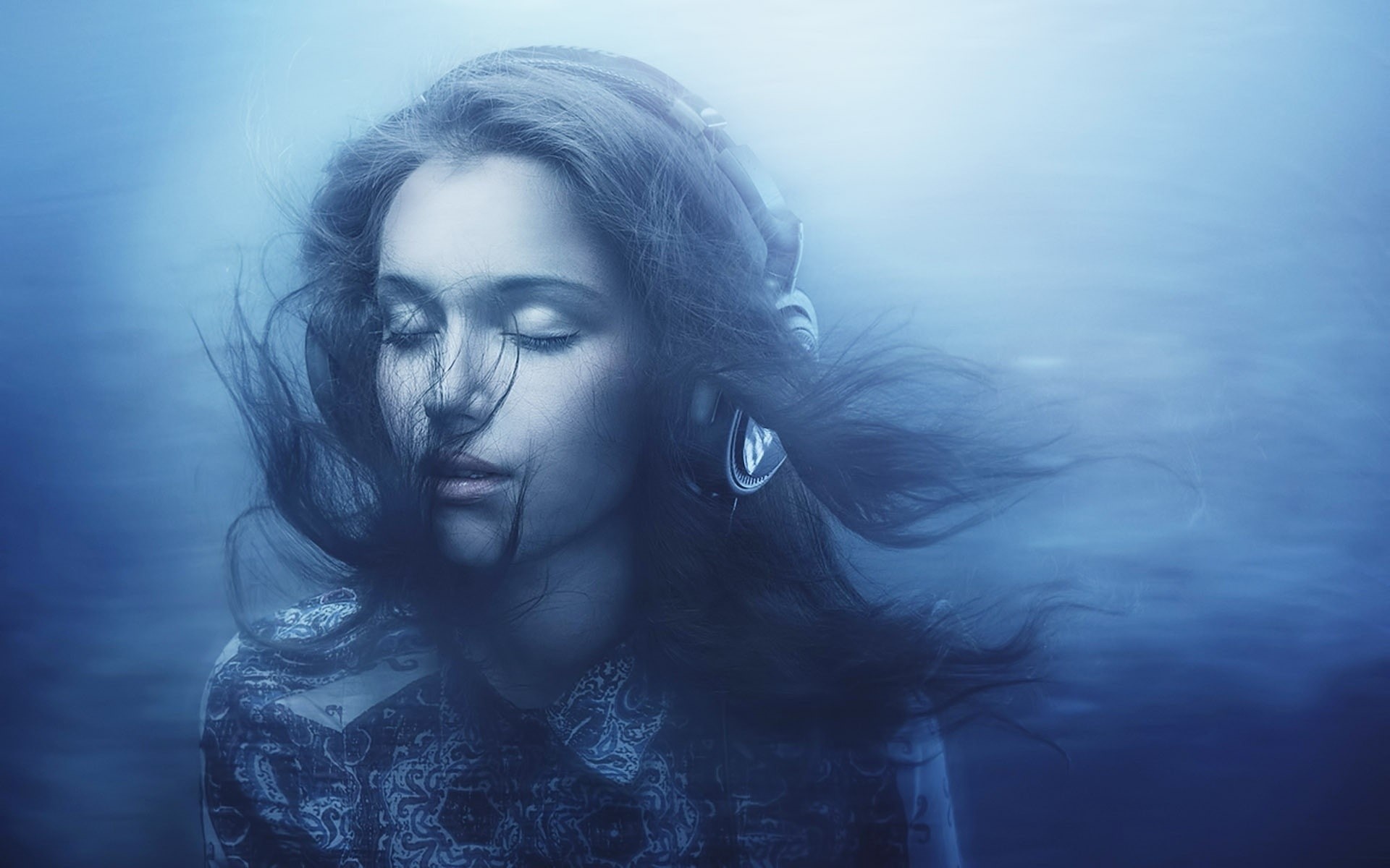 hd, x, dj, 1080P, art, entertainment, girls, headphones, girl, eyes, portrait, Music, closed, HD Wallpaper