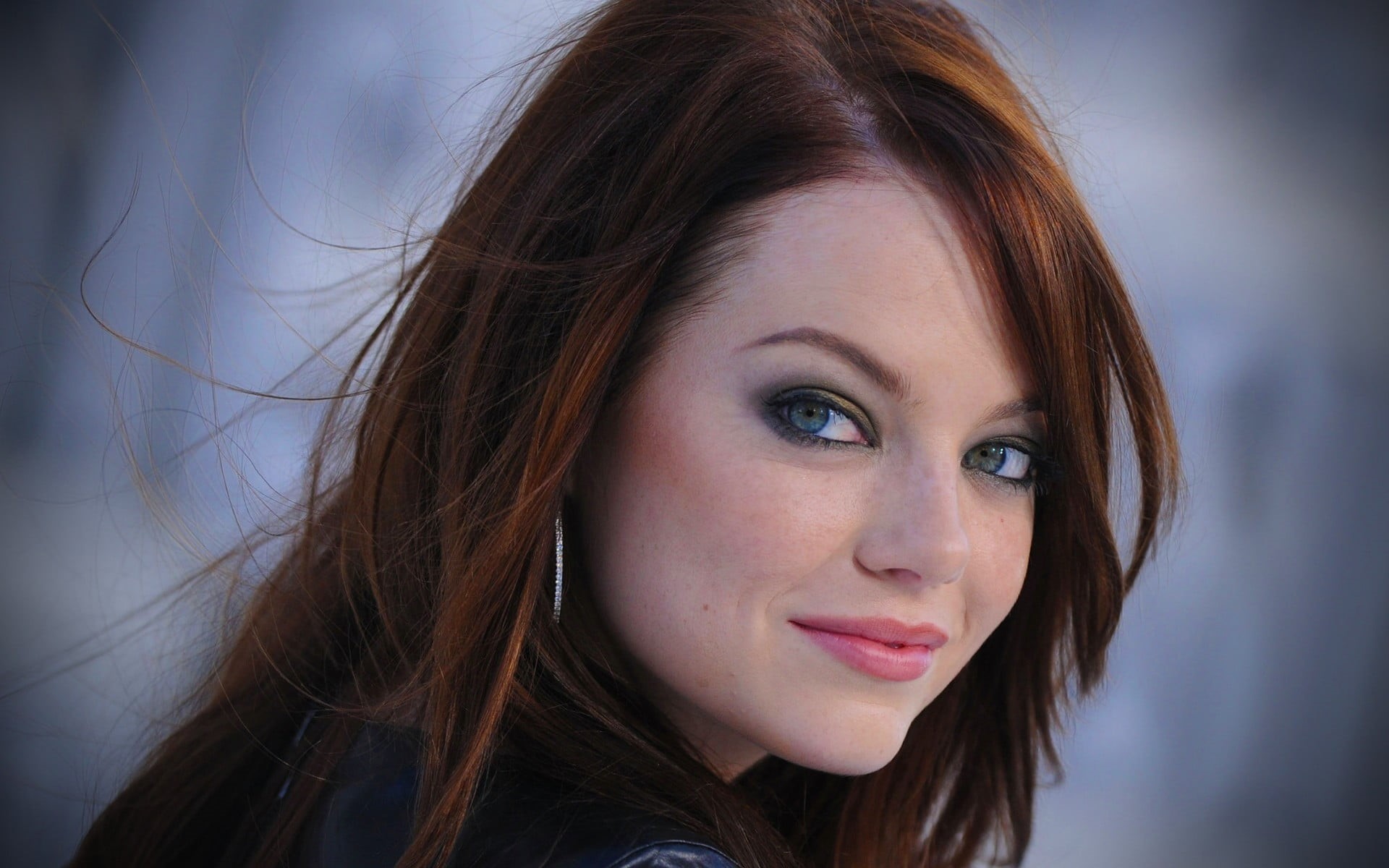1080P, actress, portrait, long hair, looking at camera, teenager, redhead, young adult, young women, women, beauty, hair, leather jackets, adult, brown hair, HD Wallpaper