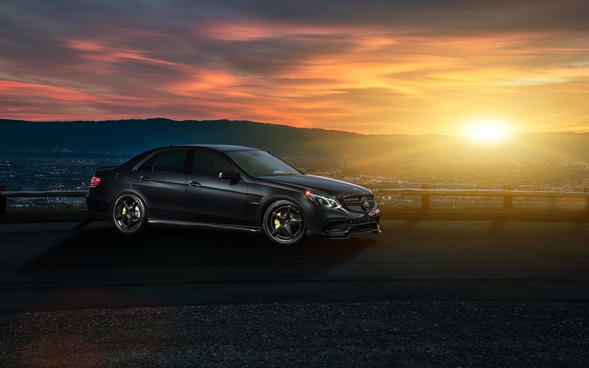 e, Black, amg, Sunset, Benz, s, 1080P, Car, Mercedes, HD Wallpaper