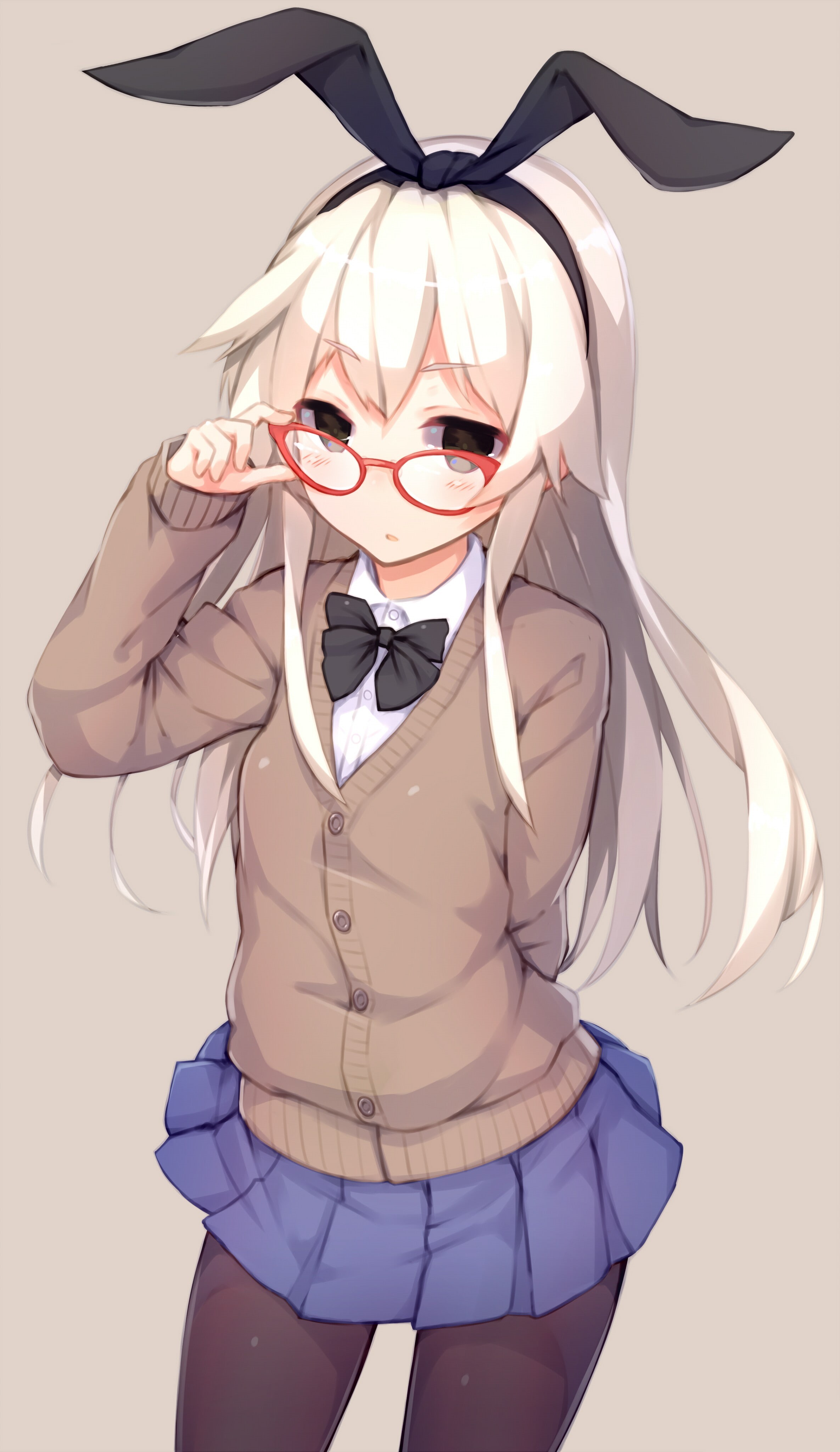 indoors, 4K, blond hair, hair, studio shot, sweater, anime, front view, Kantai Collection, females, long hair, glasses, body part, mask - disguise, portrait, Phone HD Wallpaper