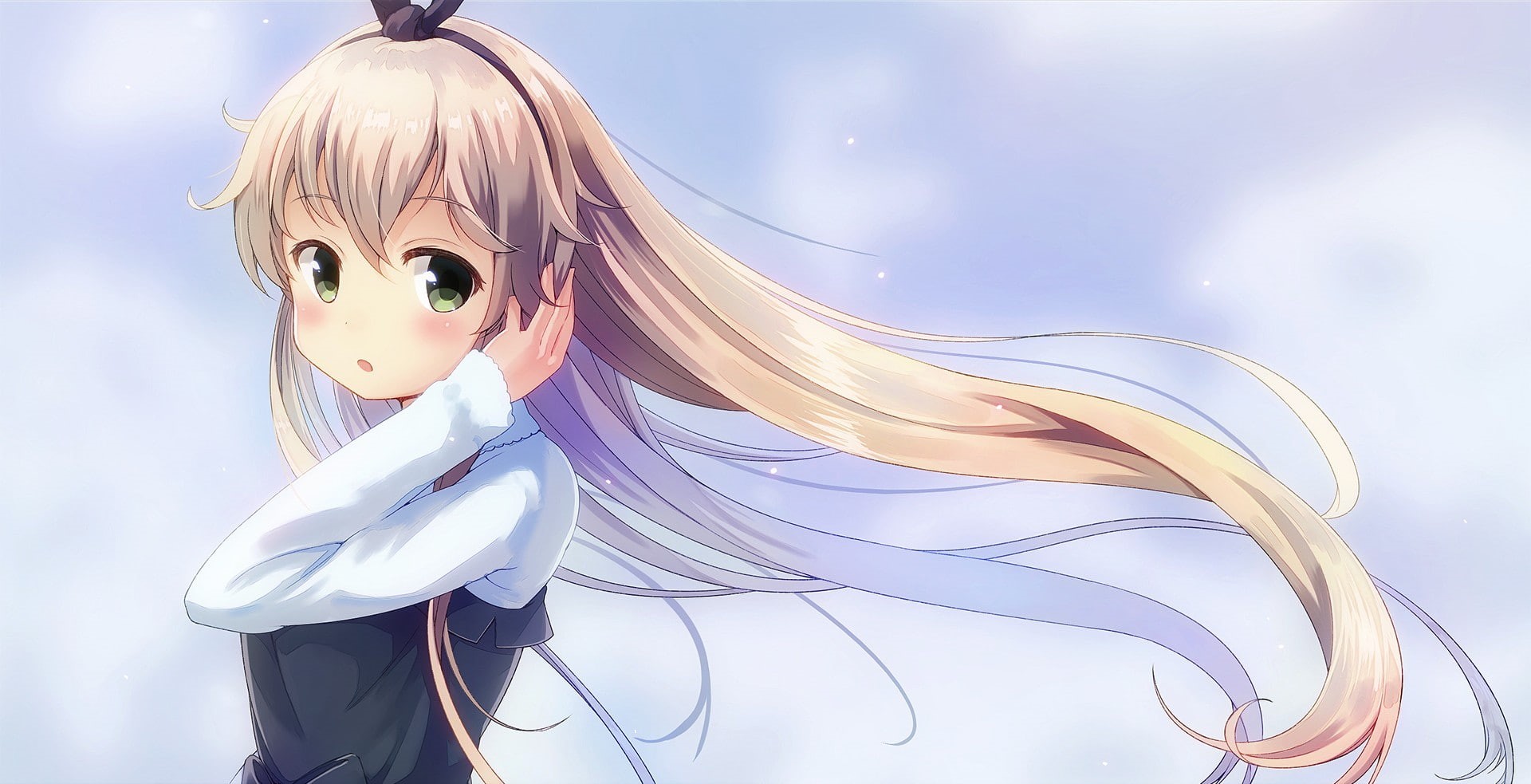 1080P, long hair, Kantai Collection, anime, green eyes, anime girls, blonde, Shimakaze (Kancolle), HD Wallpaper