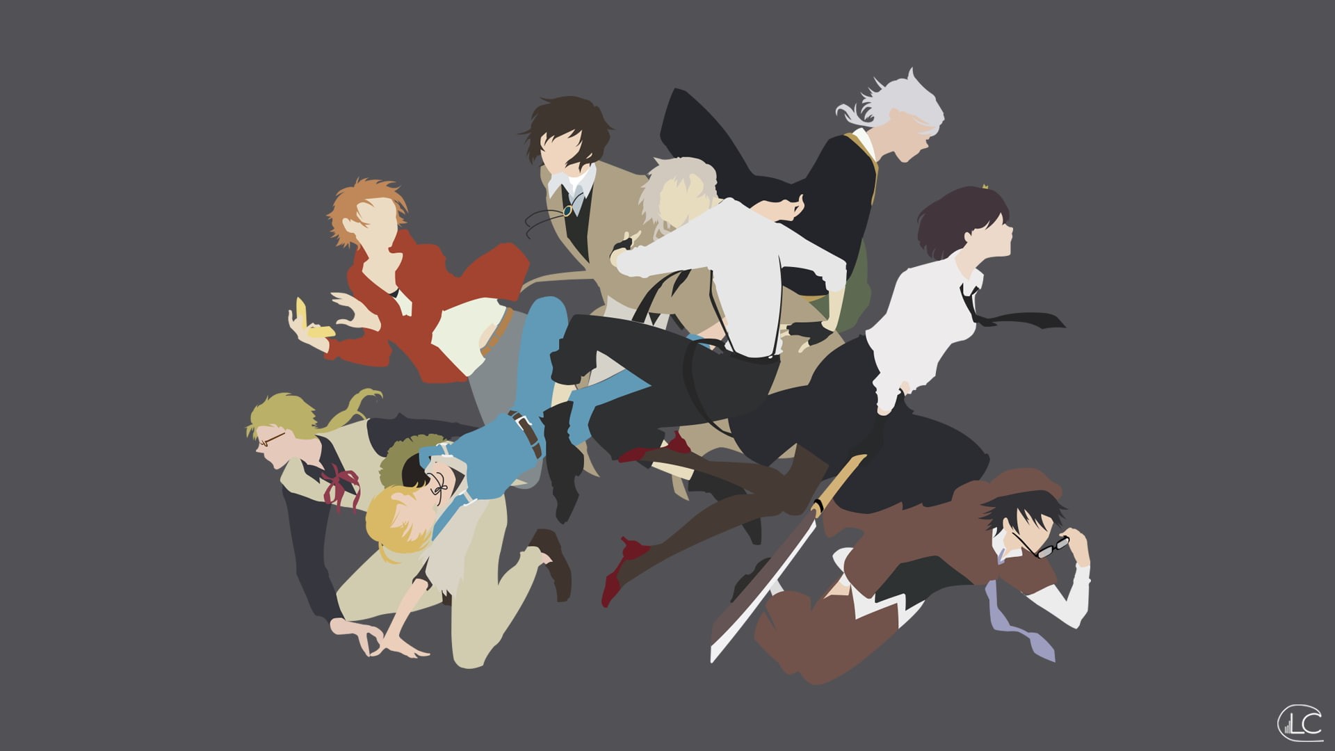 nature, Akiko Yosano, women, black background, people, paper, high angle view, Dazai Osamu, falling, young adult, connection, indoors, Bungou Stray Dogs, HD Wallpaper