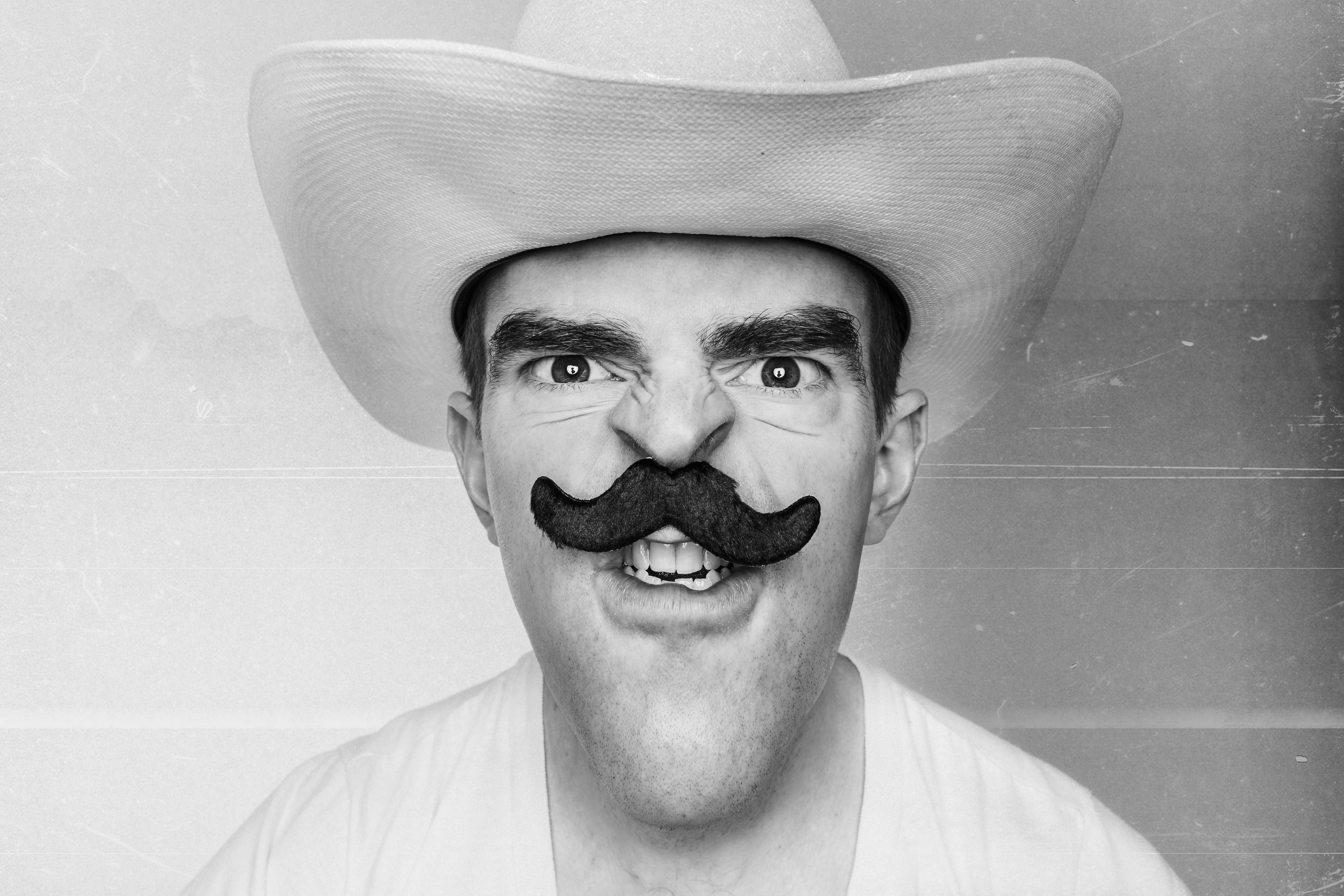 headshot, 5K, males, black And White, mouth open, grayscale, people, adult, man, photography, mid adult men, silly, goofy, digital composite, angry, looking At Camera, HD Wallpaper