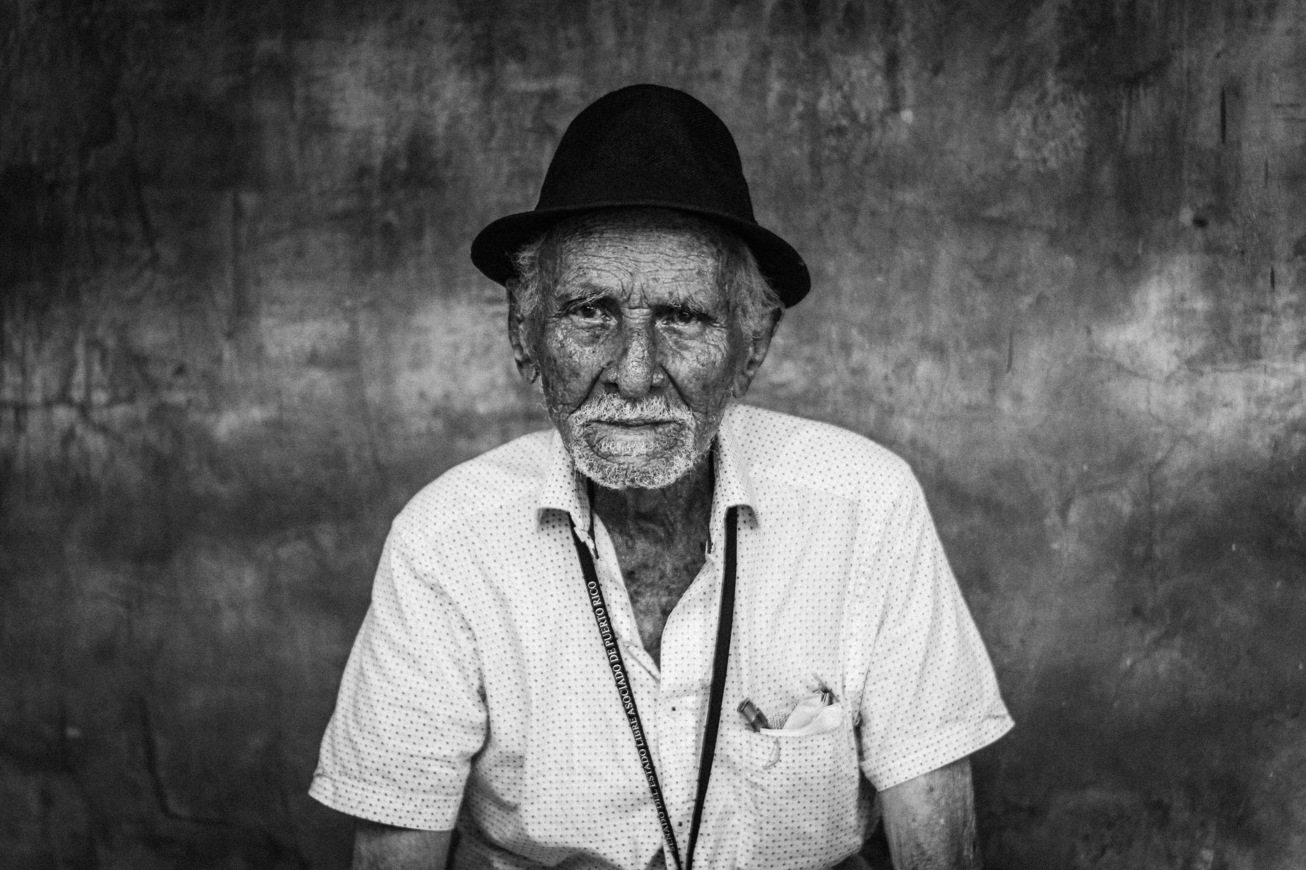 concepts And Ideas, cap, retro Styled, senior Men, Boricua, old, waist up, beard, wall, black And White, looking At Camera, facial hair, lifestyles, clothing, HD Wallpaper