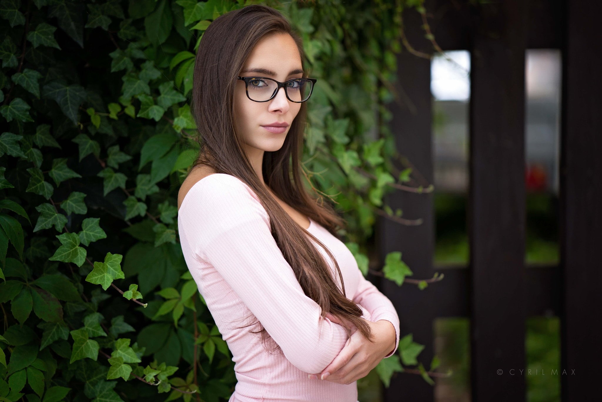 hair, sleeved, outdoors, young adult, teenager, women, young women, shirt, long, eyeglasses, 1080P, women with glasses, brunette, Pavlina, lifestyles, HD Wallpaper