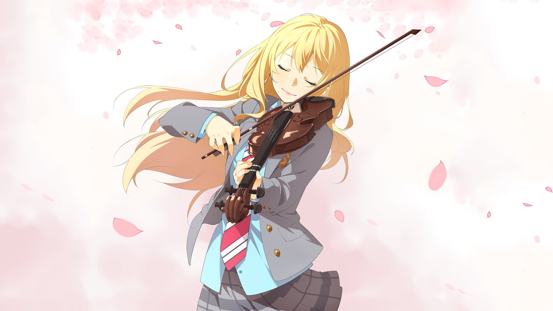waist up, Your Lie in April, clothing, multi colored, adult, nature, 1080P, front view, women, Kaori Miyazono, one person, standing, hairstyle, low angle view, HD Wallpaper
