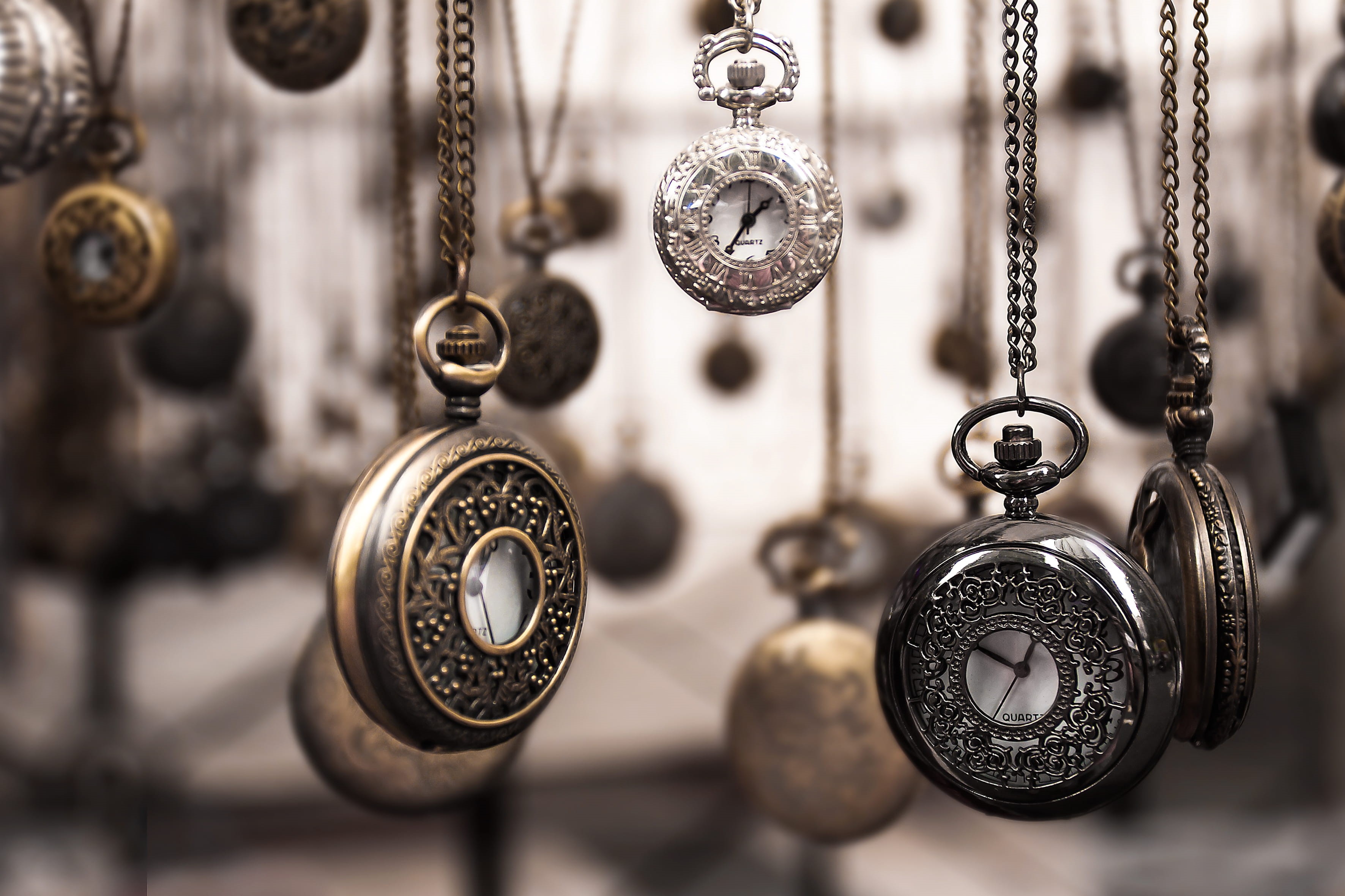 collection, precious, ornate, design, clock, silver, blur, pocket watch, pocket, close-up, photo, indoors, jewelry, accessory, gold, selective, antique, HD Wallpaper