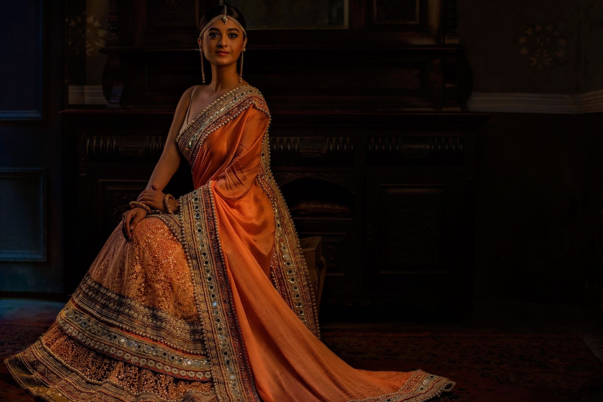 Jewelry, Artistic, standing, Earrings, young adult, clothing, Indian, portrait, adult, beauty, young women, Brunette, real people, indoors, Women, evening gown, HD Wallpaper