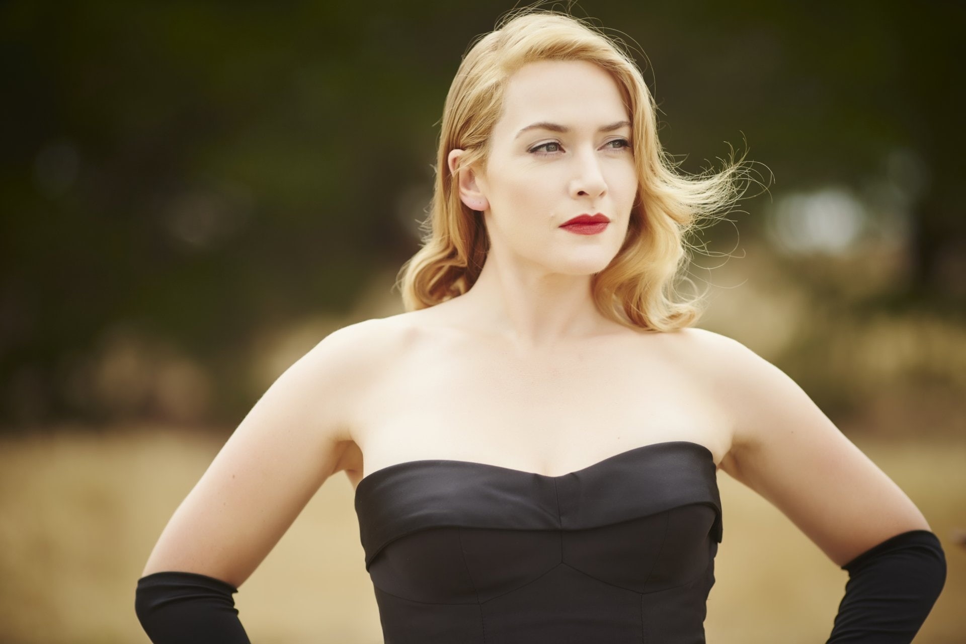 Movie, strapless, 1080P, young adult, hairstyle, portrait, blond hair, fashion, beauty, adult, focus on foreground, clothing, Kate Winslet, front view, HD Wallpaper