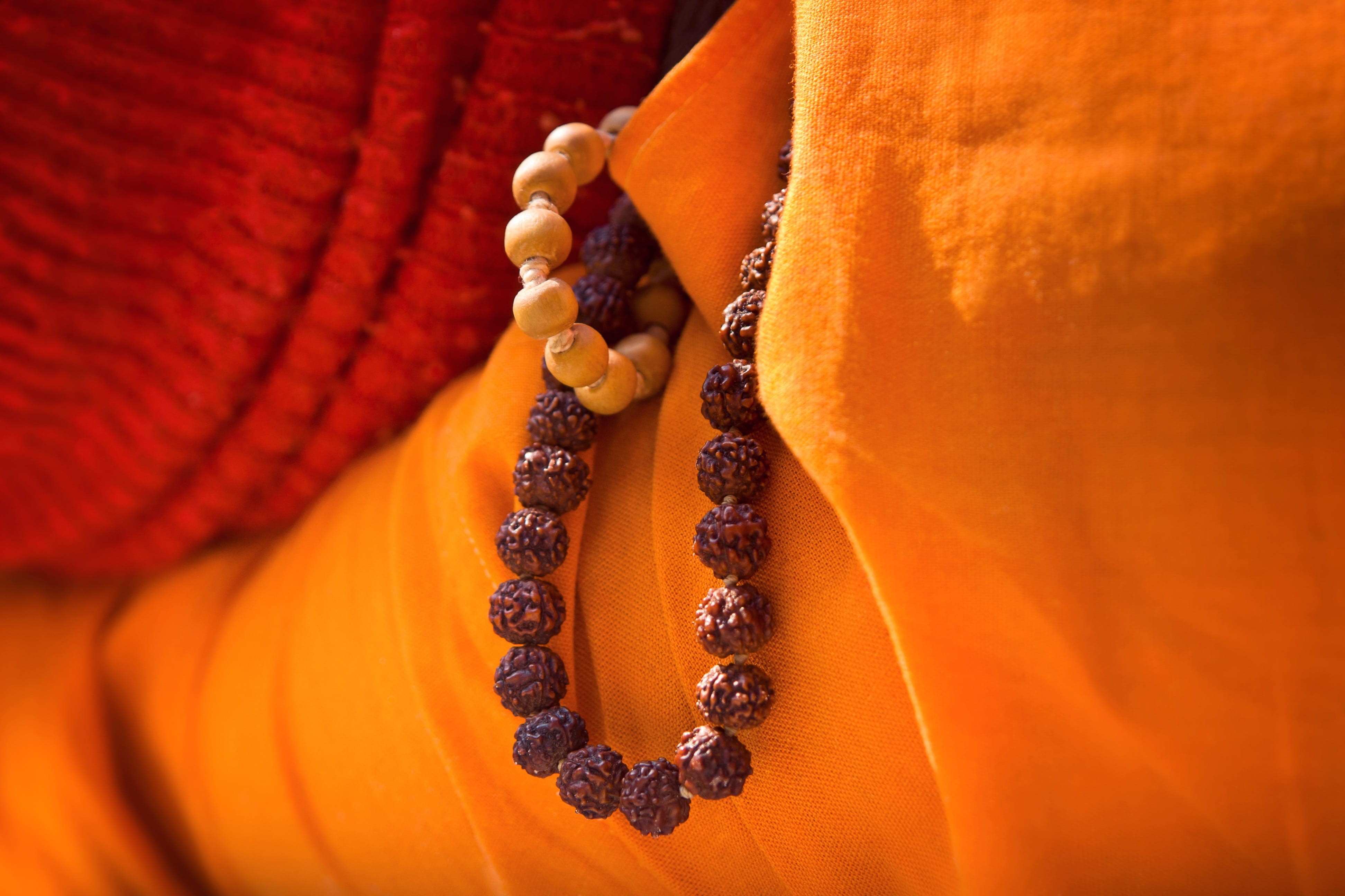 india, sleep, no people, indoors, holy, orange background, food and drink, food, asia, sweet food, sadhu, beaded, studio shot, pumpkin, mala, freshness, HD Wallpaper