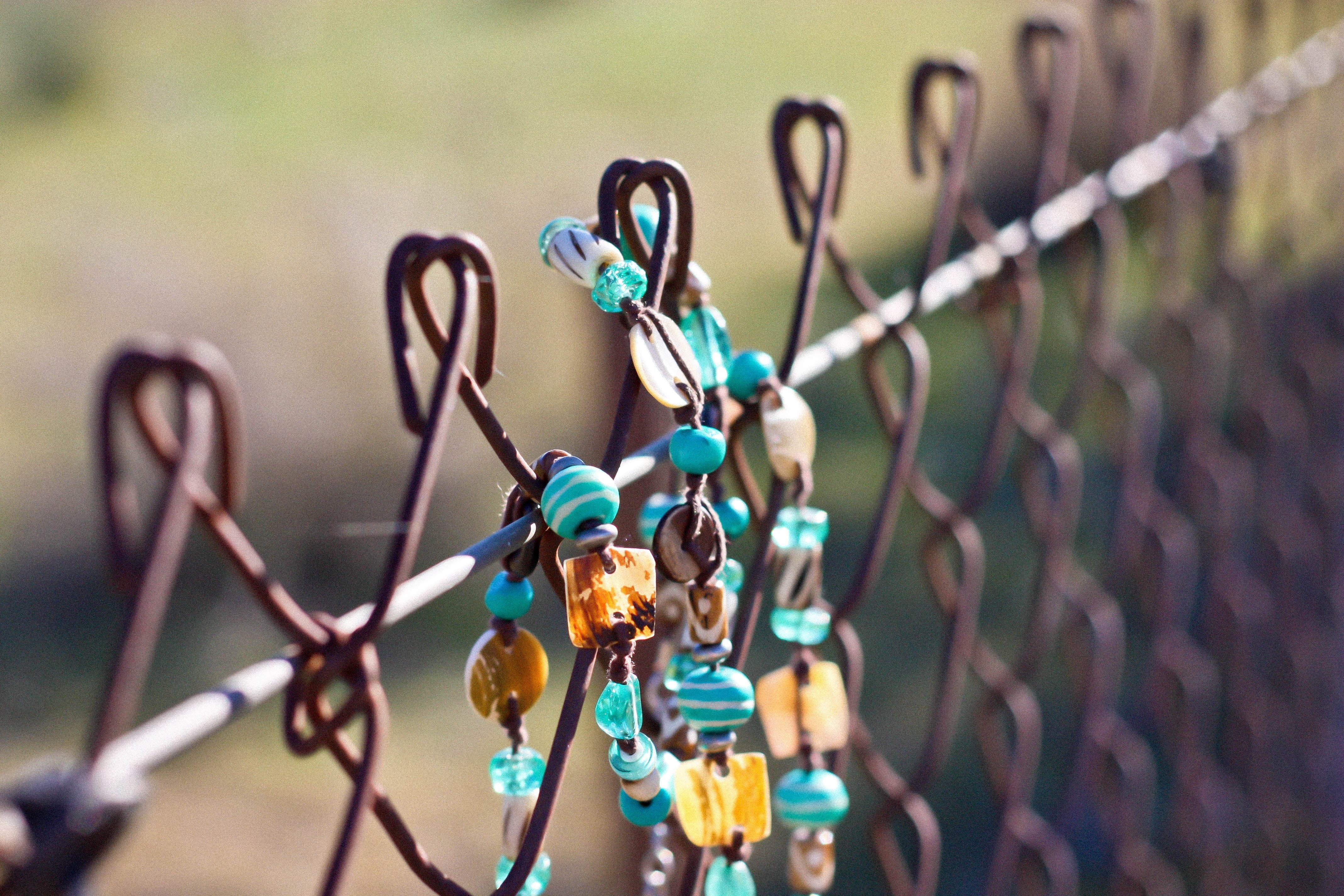 link, multi Colored, positive emotion, outdoors, security, close-up, 4K, beaded, railing, protection, beige, moods, bracelet, metal, chainlink fence, barrier, HD Wallpaper